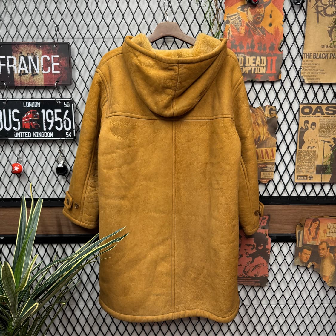 00s JPN VINTAGE 무스탕 더플 롱 코트 후드 포인트 브라운 상품이미지2