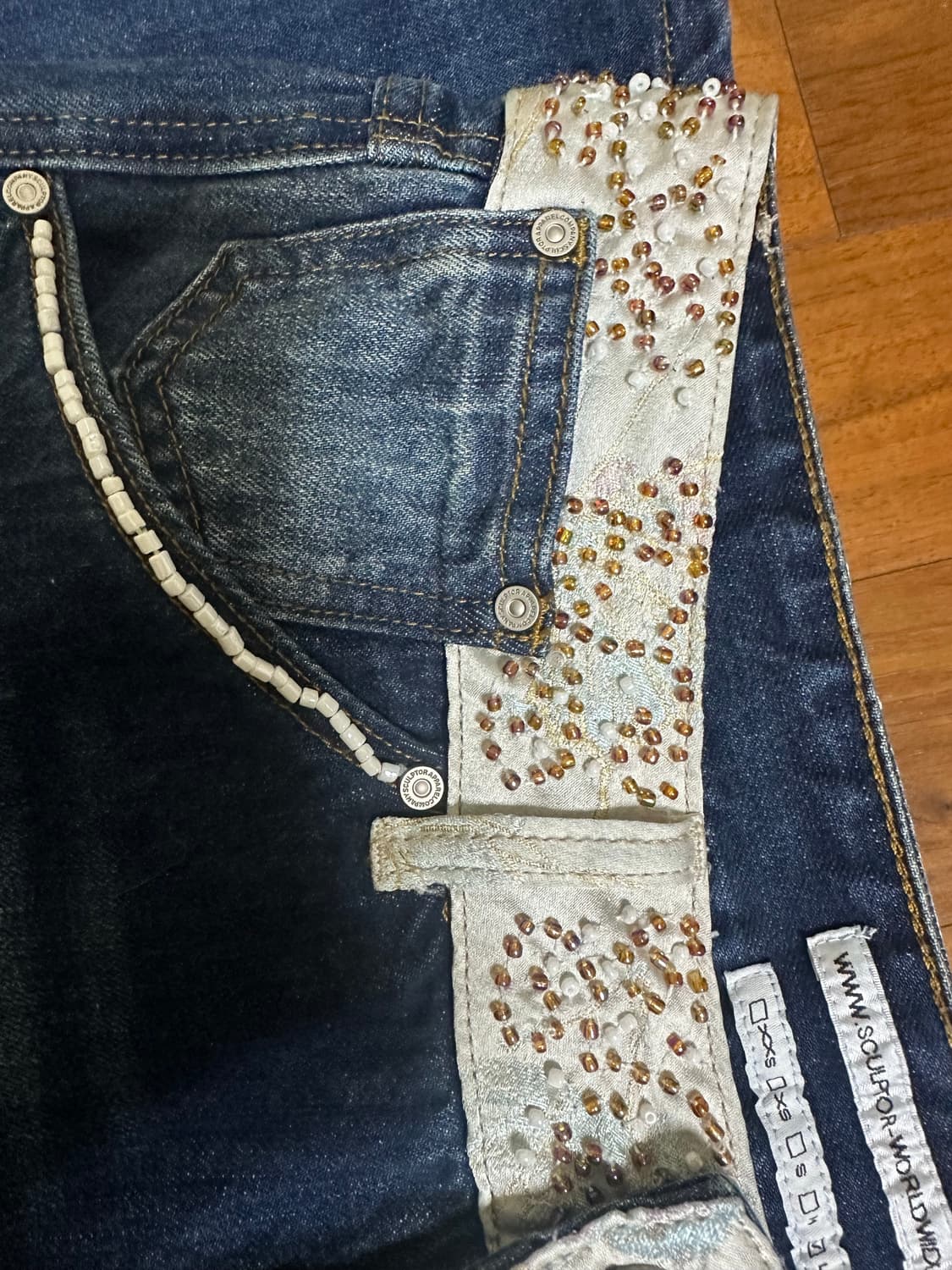 스컬프터 바지 Beaded Waist Denim Pants Indigo  상품이미지4