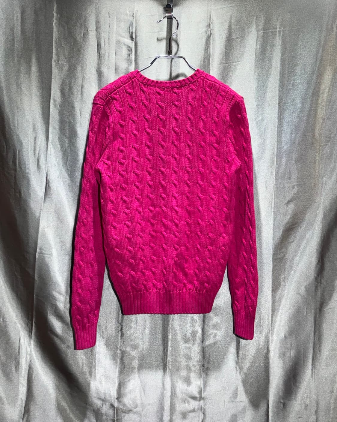 M 폴로랄프로렌 딥핑크 브이넥 케이블 니트 상품이미지3