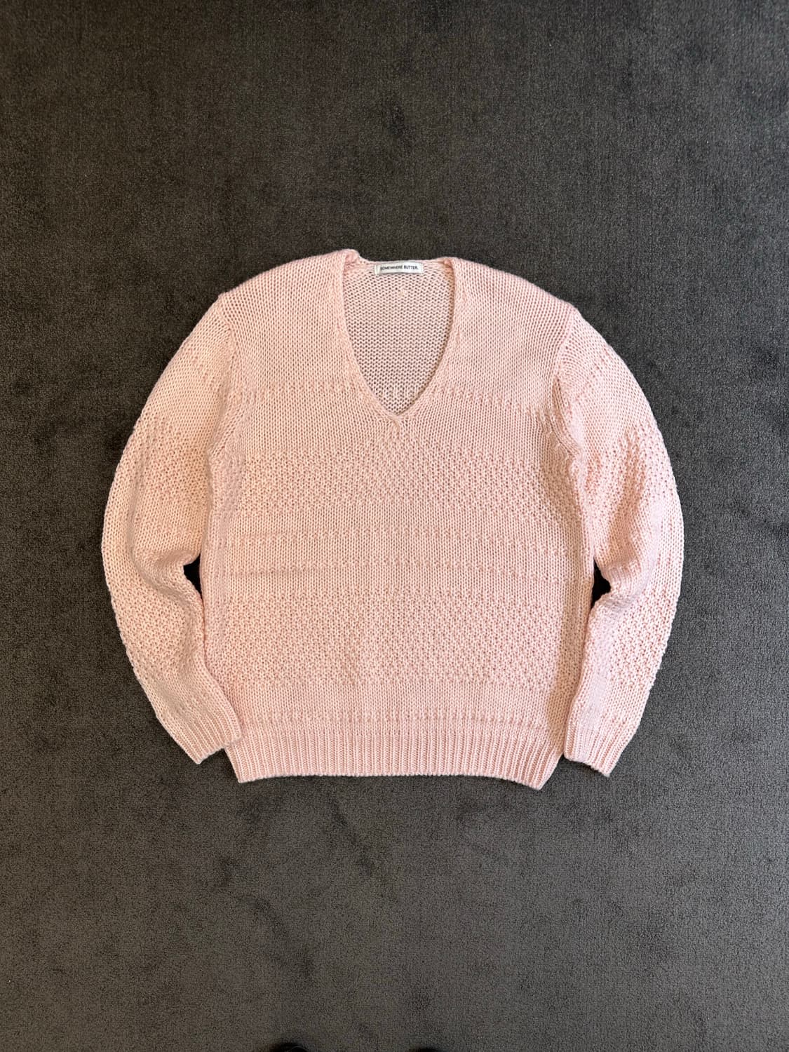 썸웨어버터 핑크 브이넥 니트 free[실측확인] 상품이미지1