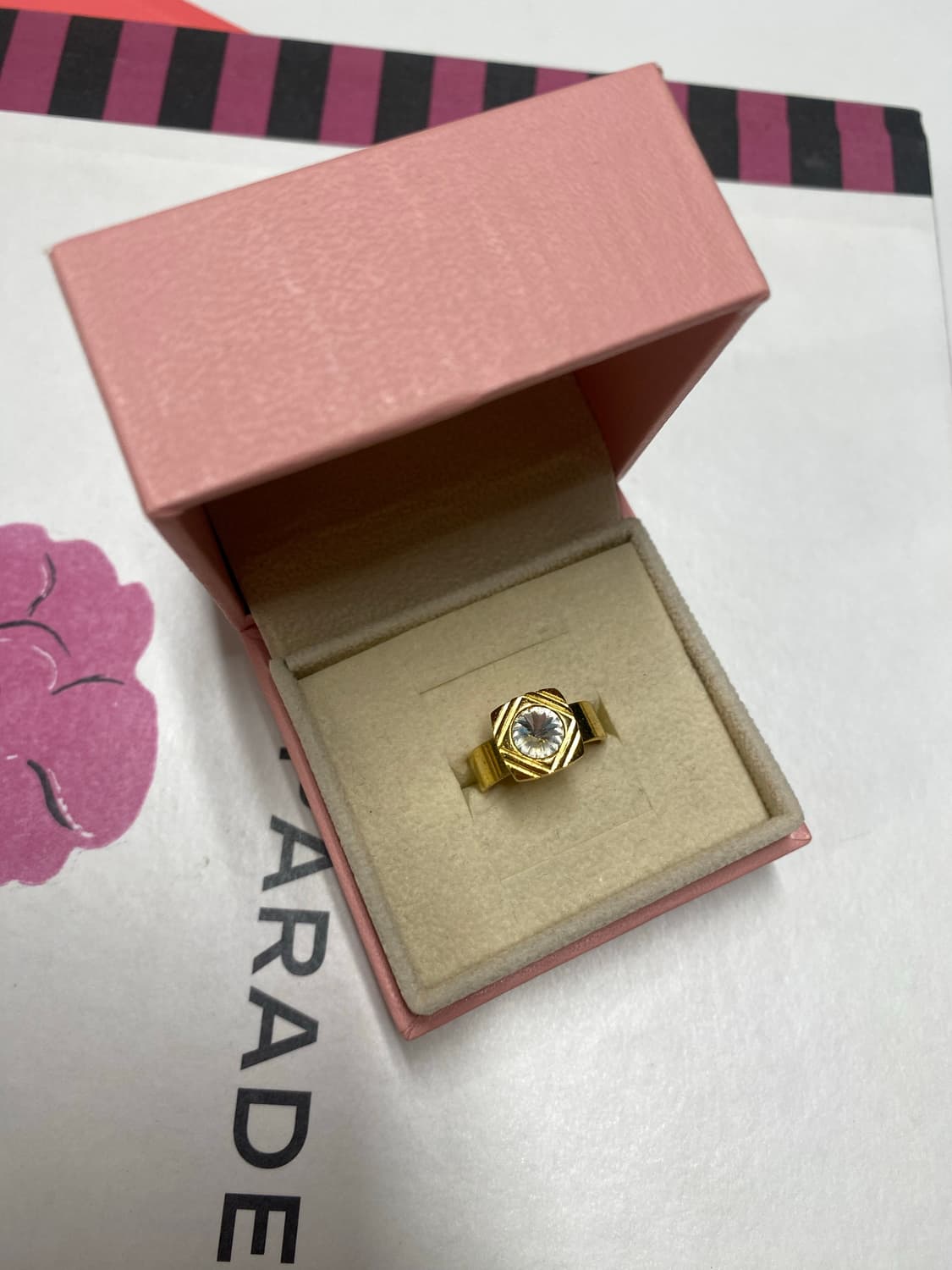 빈티지 골드톤 큐빅 반지 상품이미지1