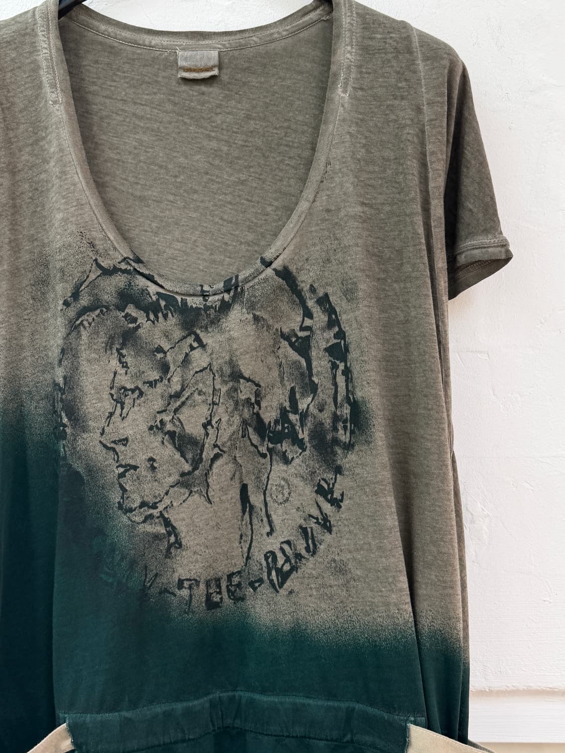 Diesel 디젤 카키 요크 스트랩 코튼 반팔티 XS 상품이미지3