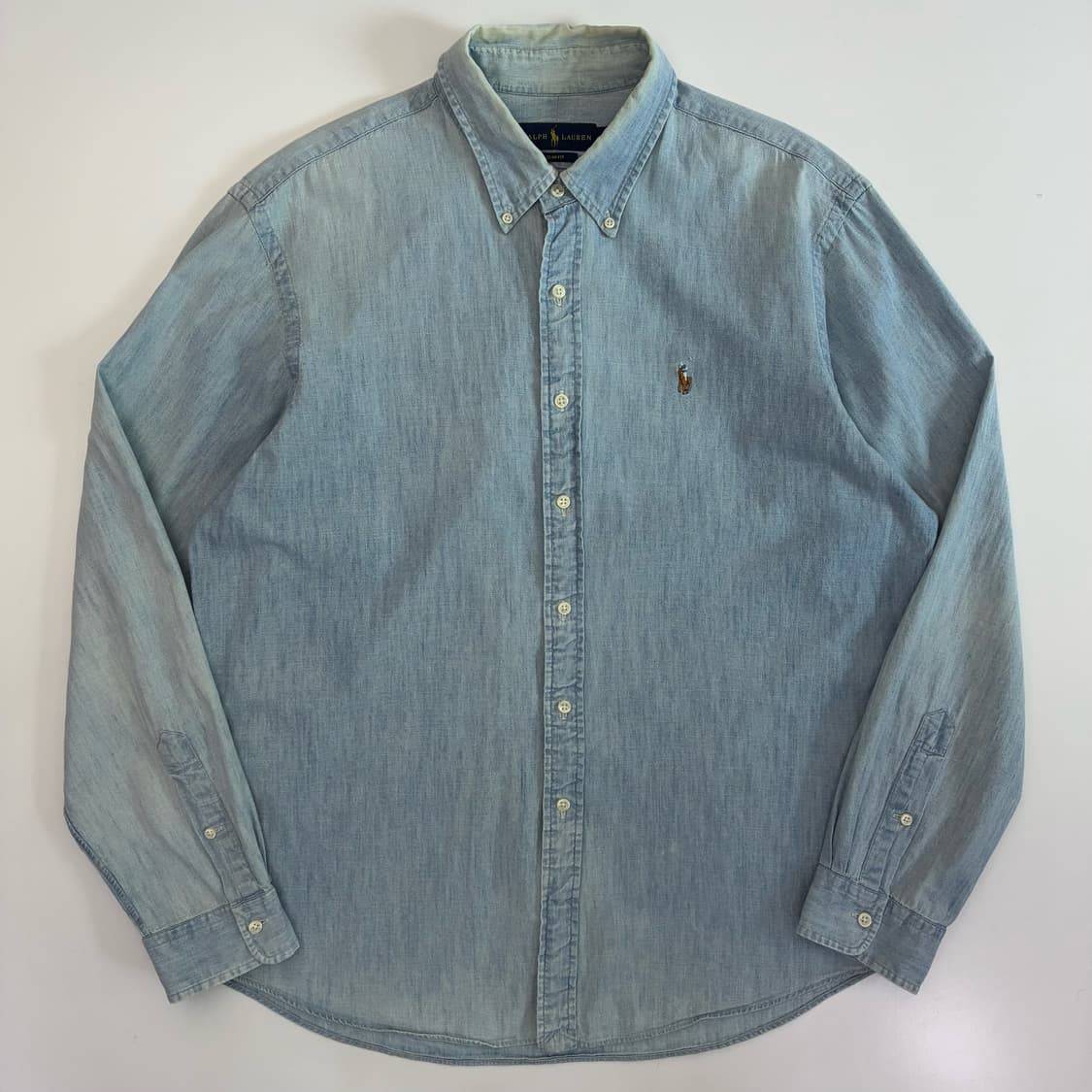 Polo   폴로 랄프로렌 자수 코튼 슬림핏 샴브레이 셔츠 상품이미지1