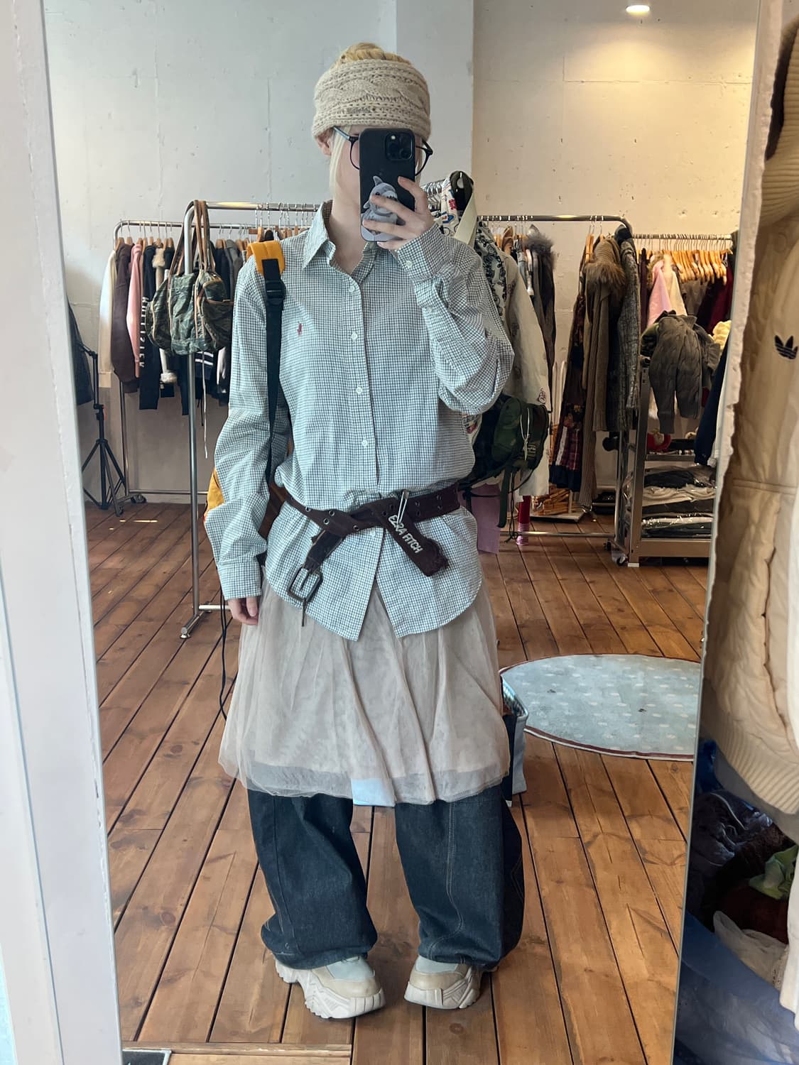 폴로 카키 체크 셔츠 상품이미지4