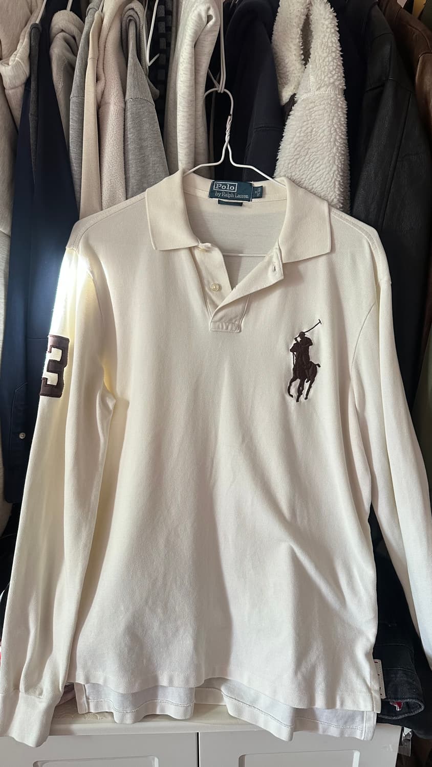 폴로 랄프로렌 빅포니 아이보리 브라운 니트 롱슬 상품이미지1