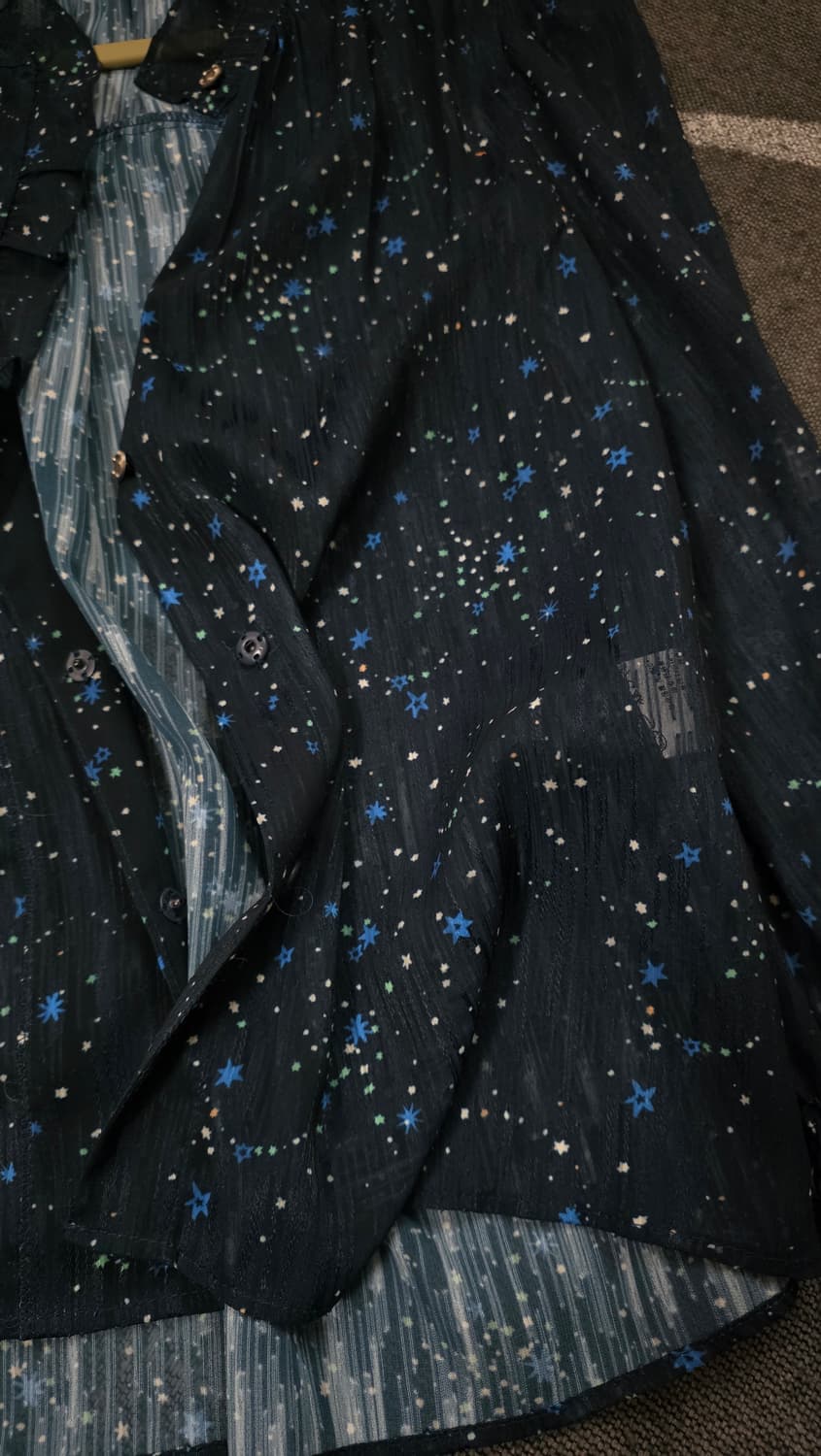 ZOOC 쥬크 스타프린팅 프릴 시스루 블라우스 상품이미지3