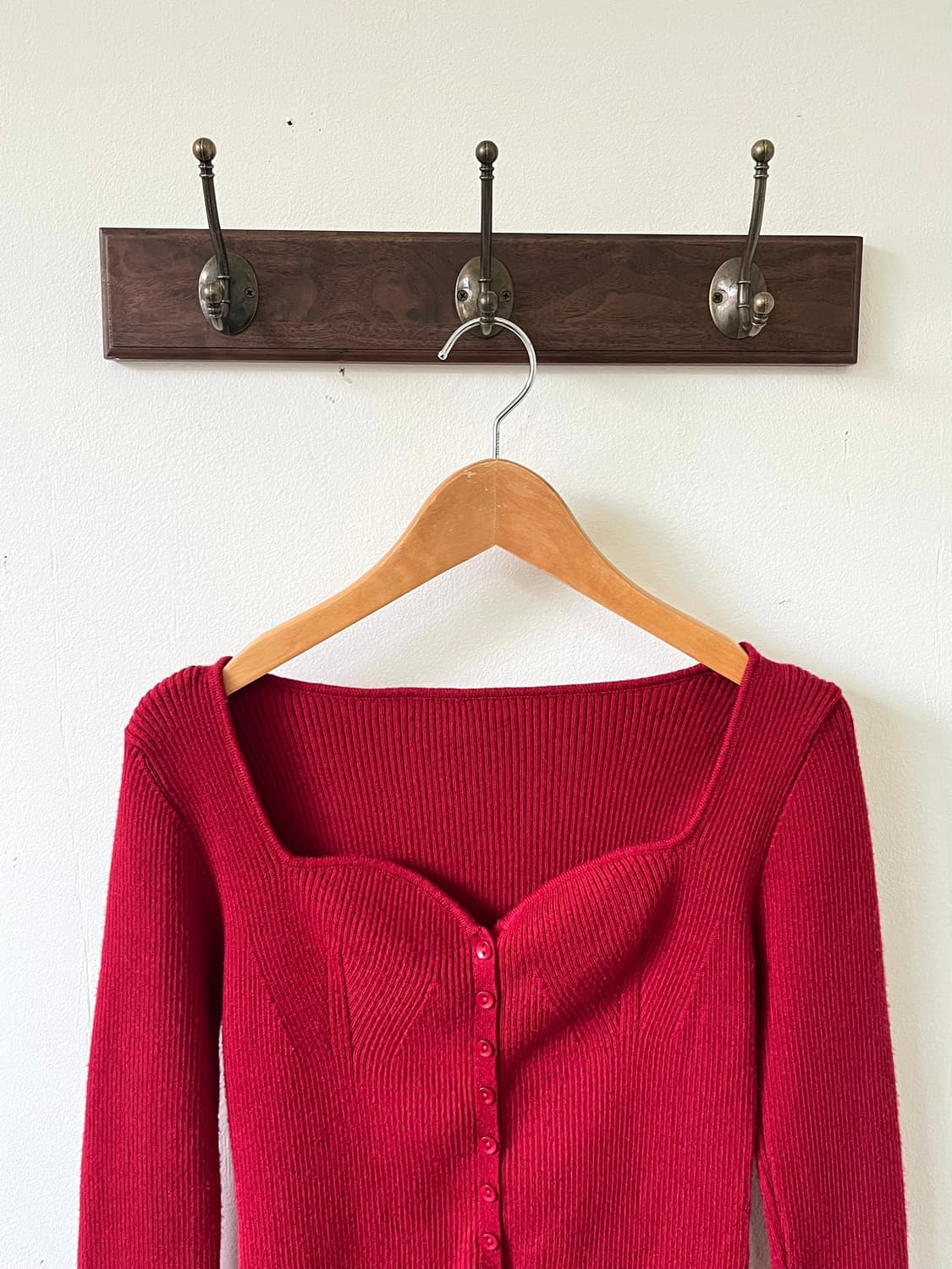 볼륨 업 레드 가디건 상품이미지2