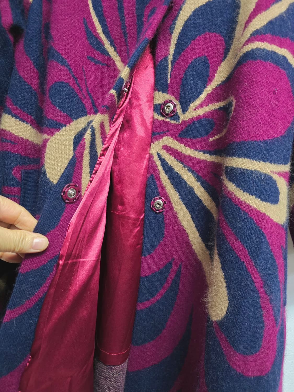 폭스퍼 패턴  카라 니트 코트 상품이미지3