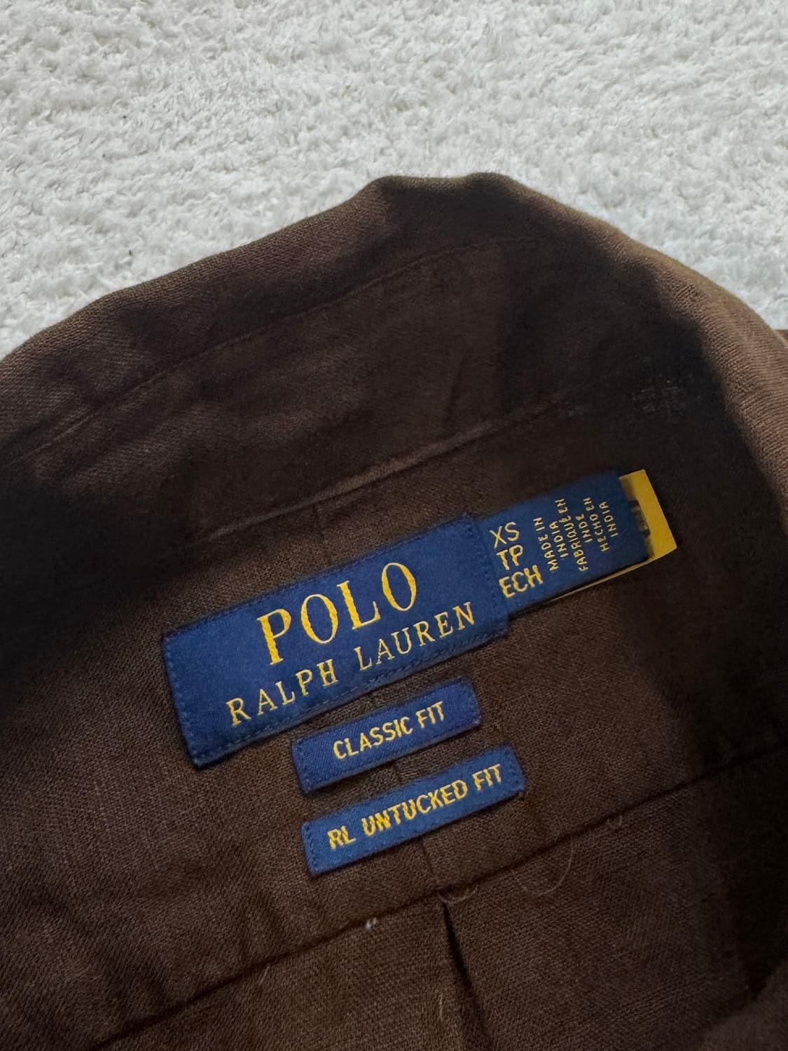 QR 폴로 브라운 린넨 셔츠 상품이미지5