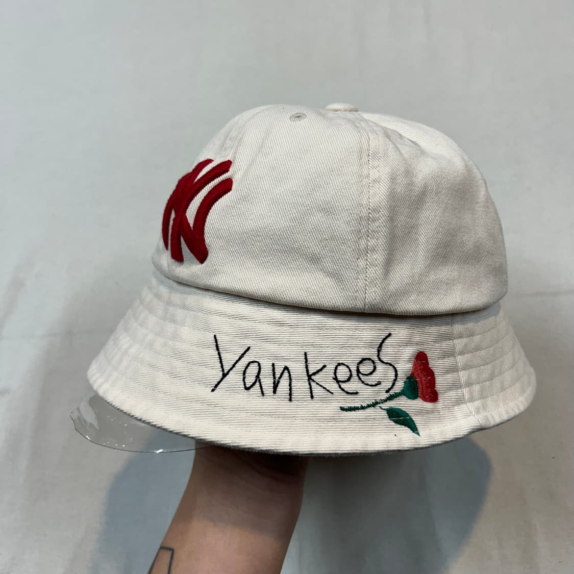 MLB 뉴욕 양키스 자수 버킷햇 모자 아이보리 상품이미지2