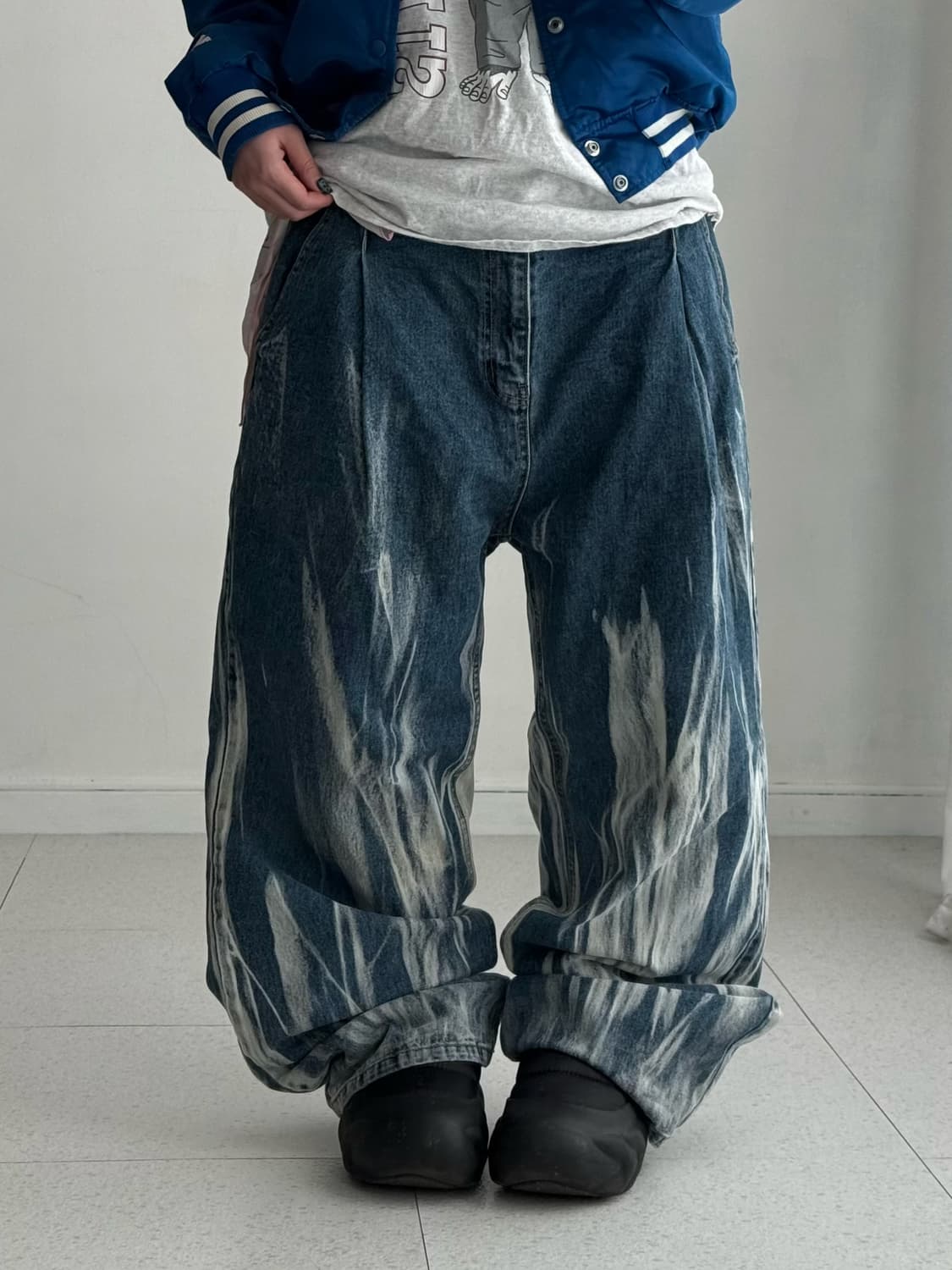 Dnsr 페인팅 데님팬츠 상품이미지1