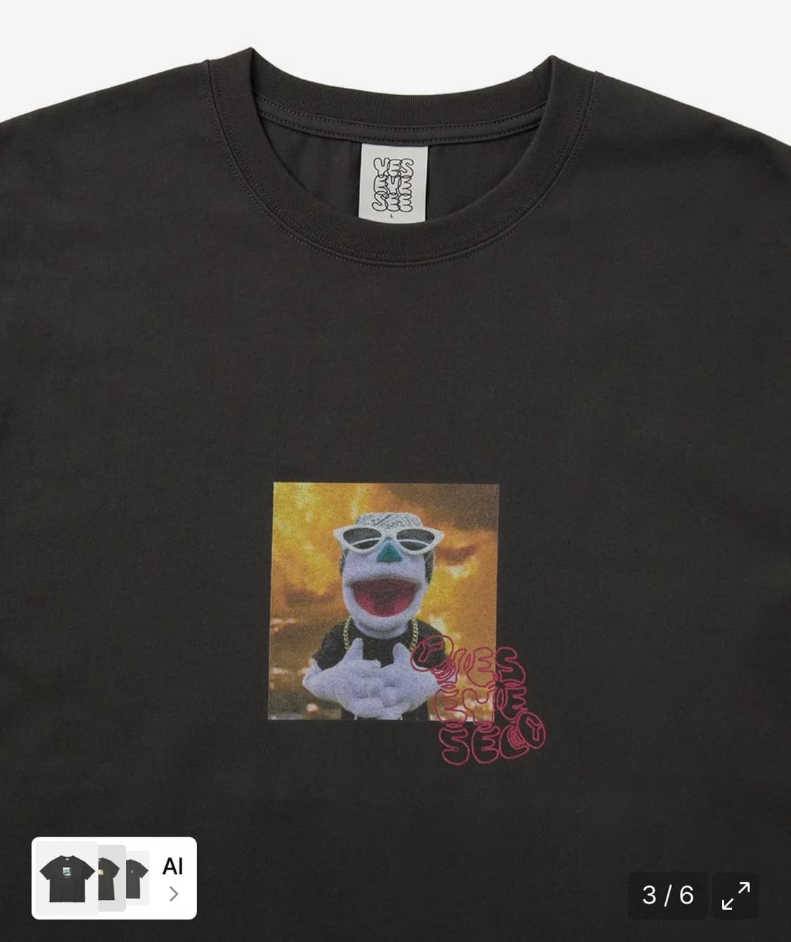 예스아이씨 Face Oka Puppet Tee 반팔 차콜 (S) 상품이미지3