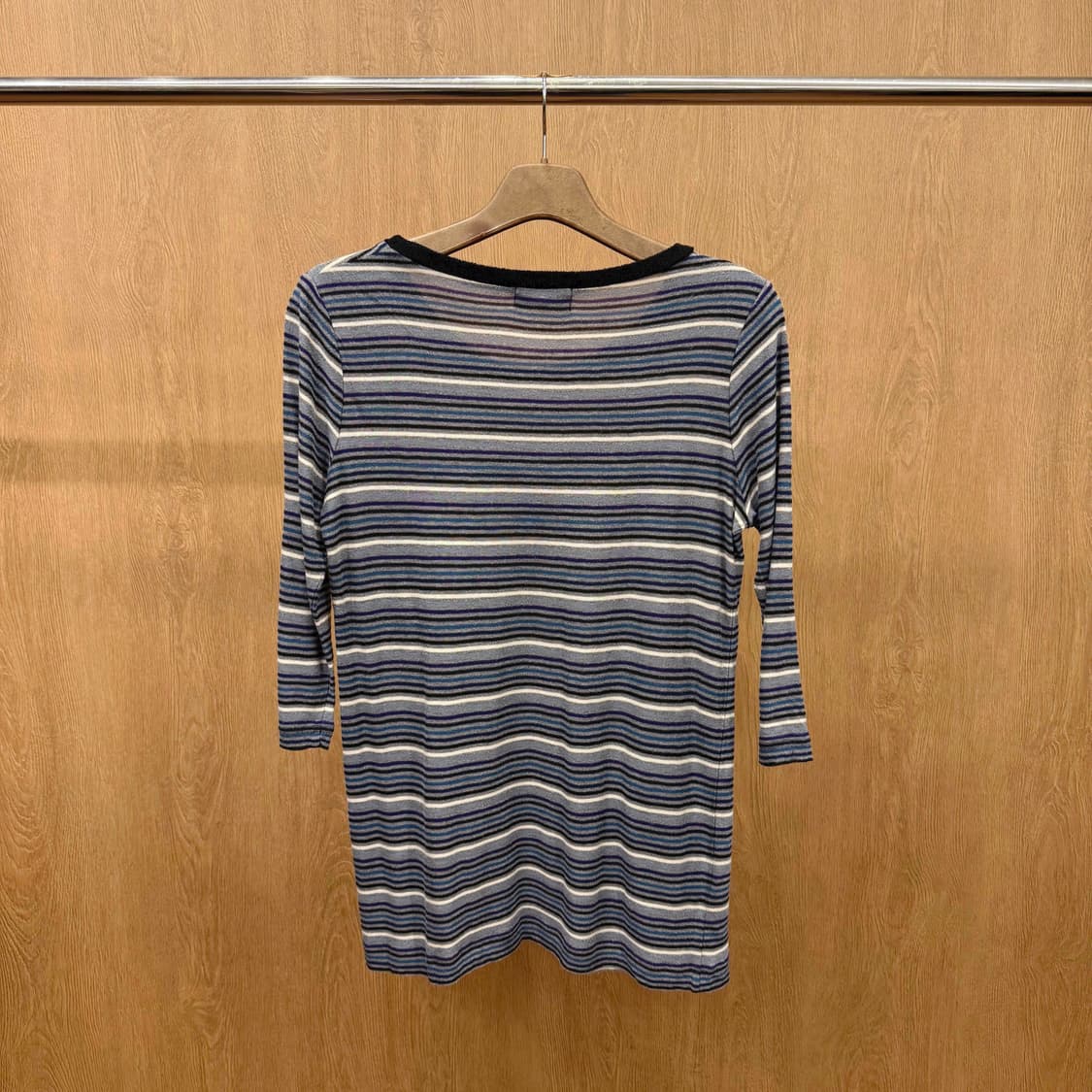 소니아 리키엘 스트라이프 배색 라운드넥 비즈 포켓 디테일 블루 상품이미지3