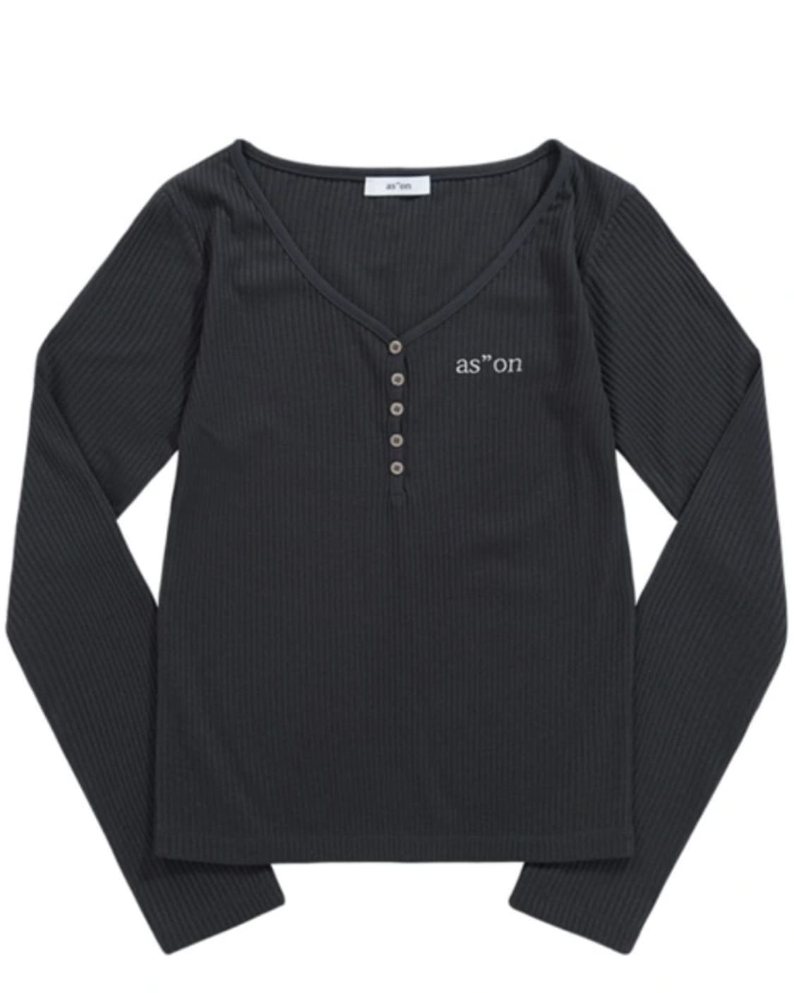 애즈온 위시 리브드 버튼 티 챠콜 상품이미지2