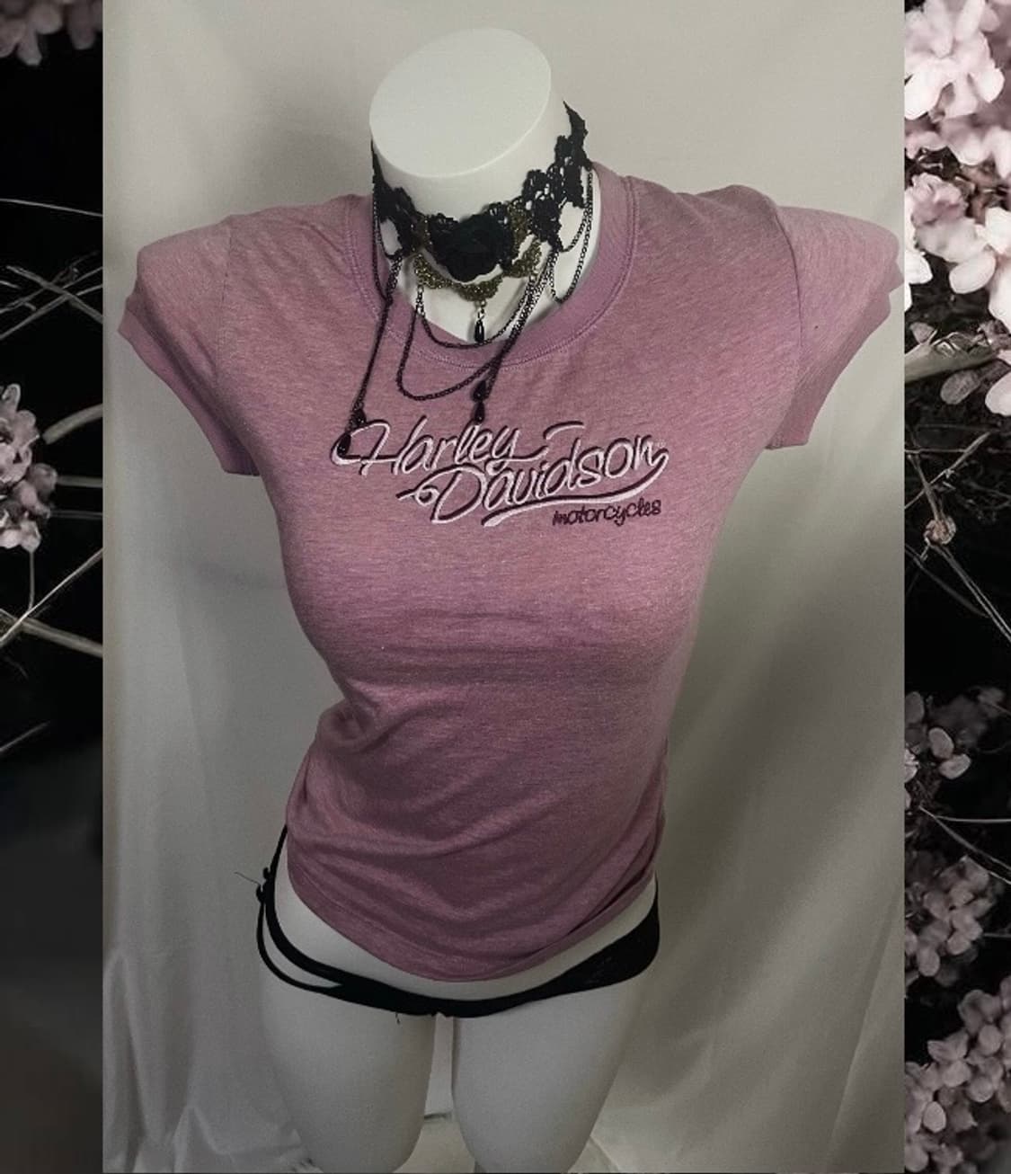 할리데이비슨 핏티드 퍼플 반팔티 S 택0 상품이미지2