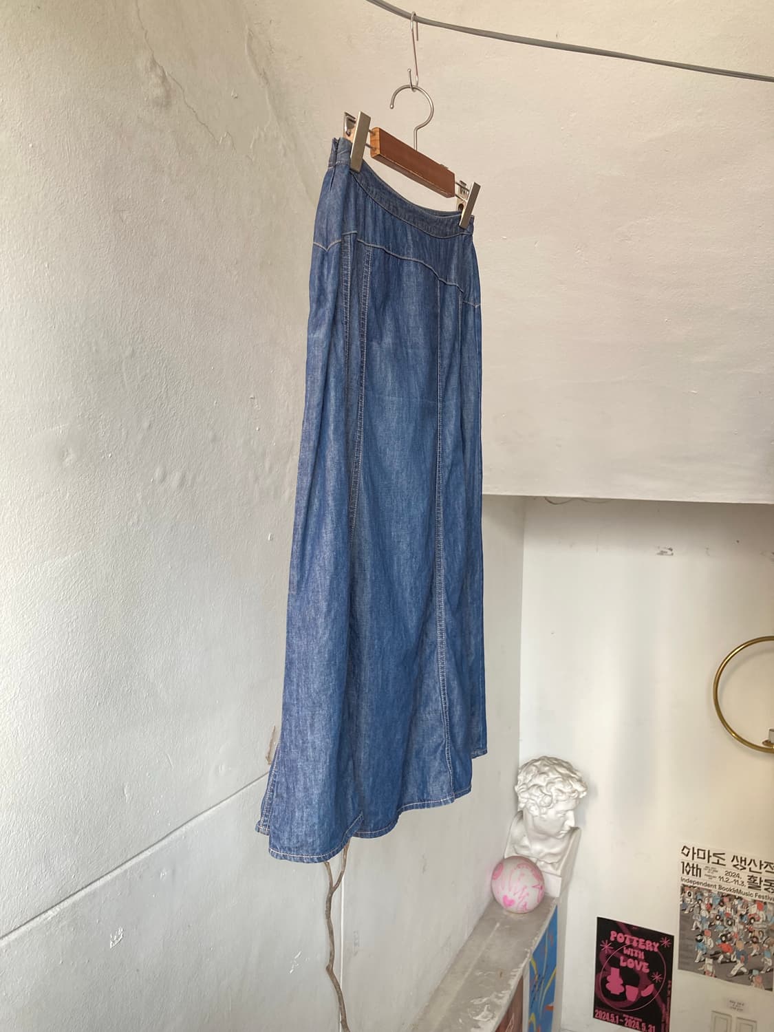 로라애슐리 LAURA ASHLEY 데님 절개 스티치 스커트 상품이미지9