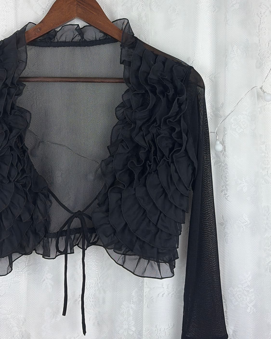 JPN black sheer ruffle bolero 상품이미지6