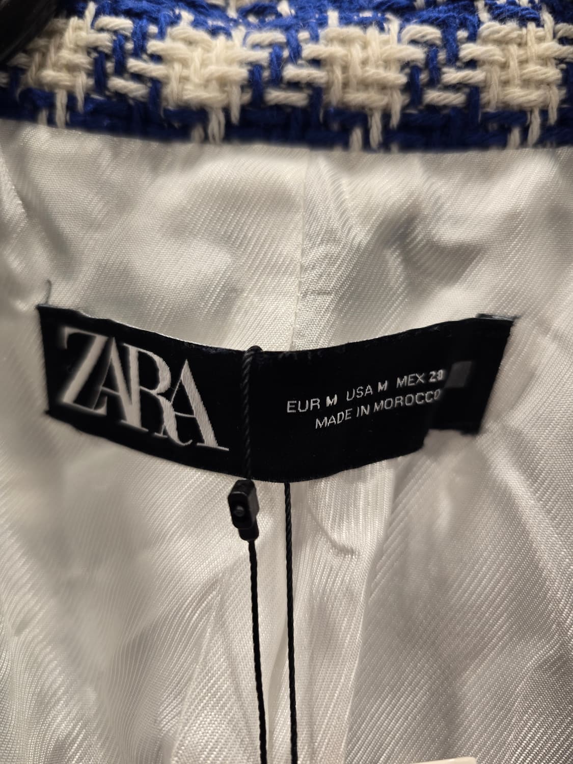 새상품) 자라 블루 체크 트위드 크롭 자켓 M(66) 상품이미지9