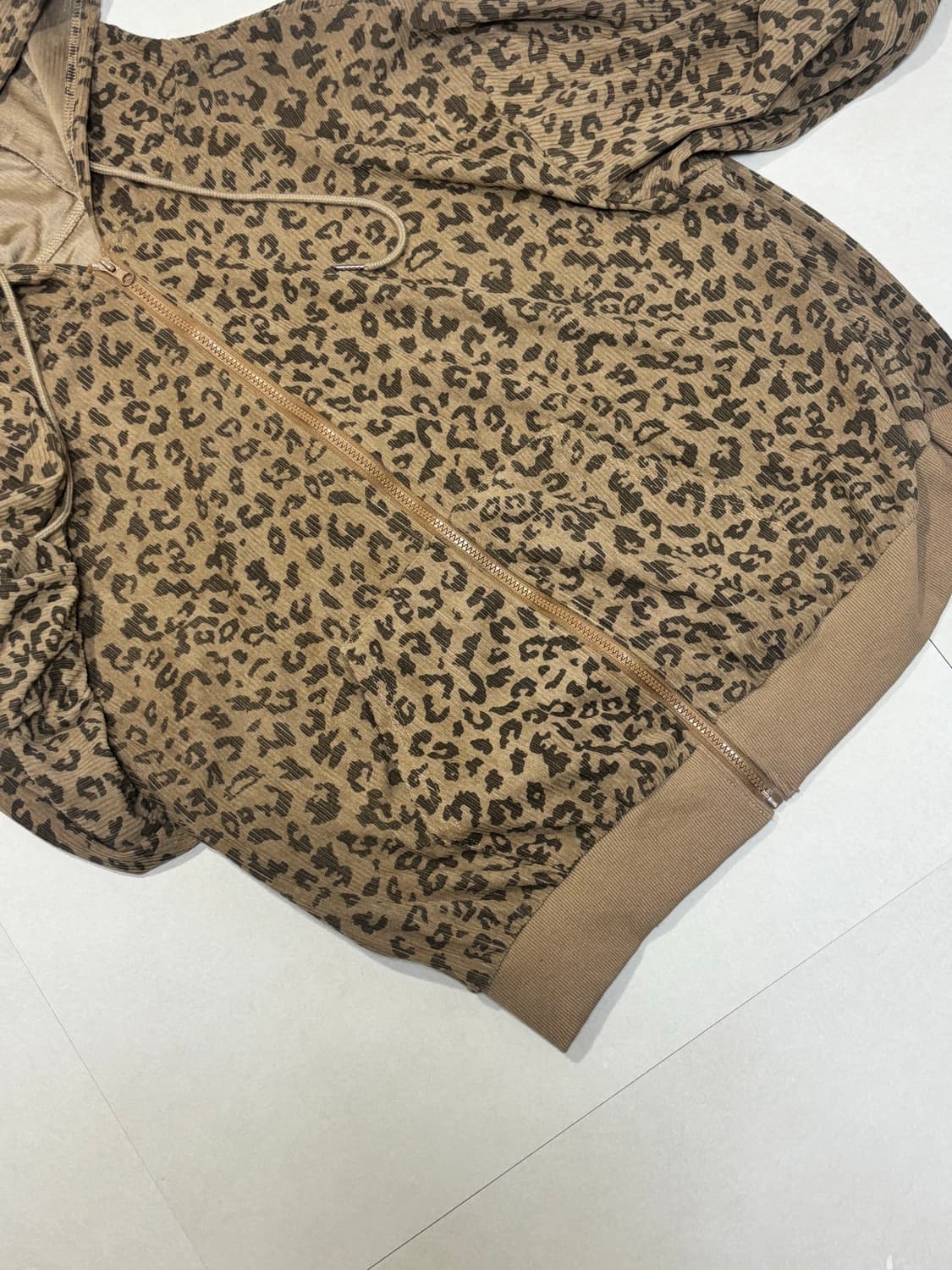 빈티지 호피 갸루 후드 브라운 상품이미지2