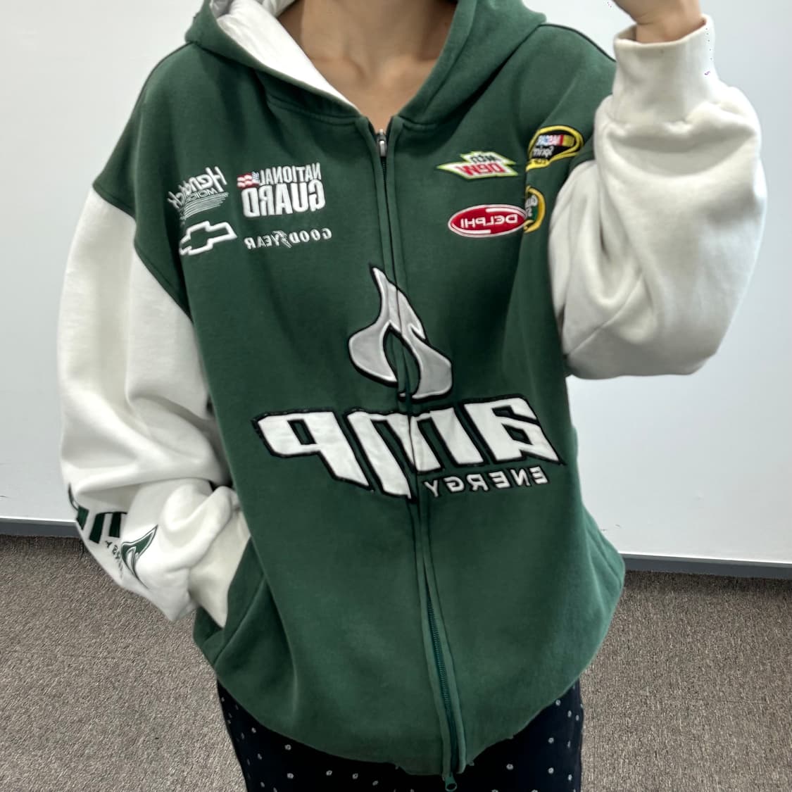 NASCAR 나스카 90‘s딥그린 레이싱 후드집업 상품이미지2