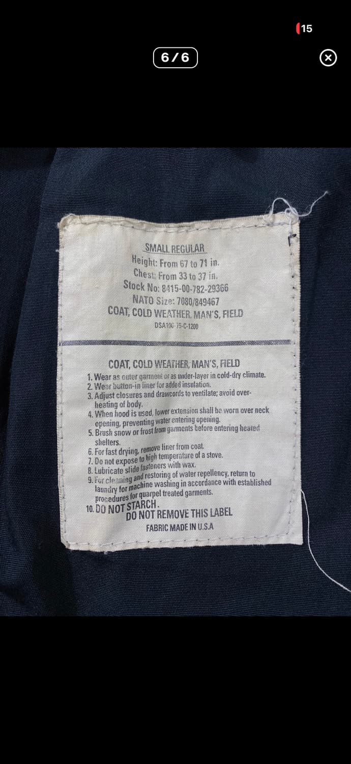 [S] U.S.ARMY M65 Field Jacket Black 상품이미지5