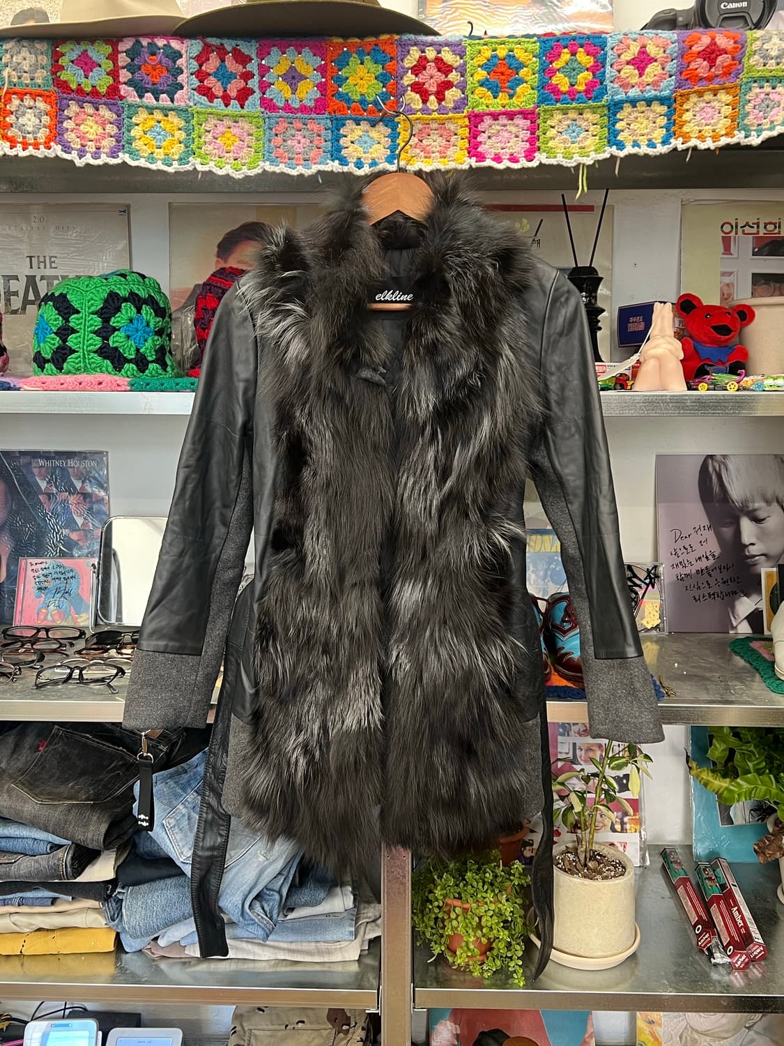 elkline Y2K Real Fur Leather Belted Coat 상품이미지2