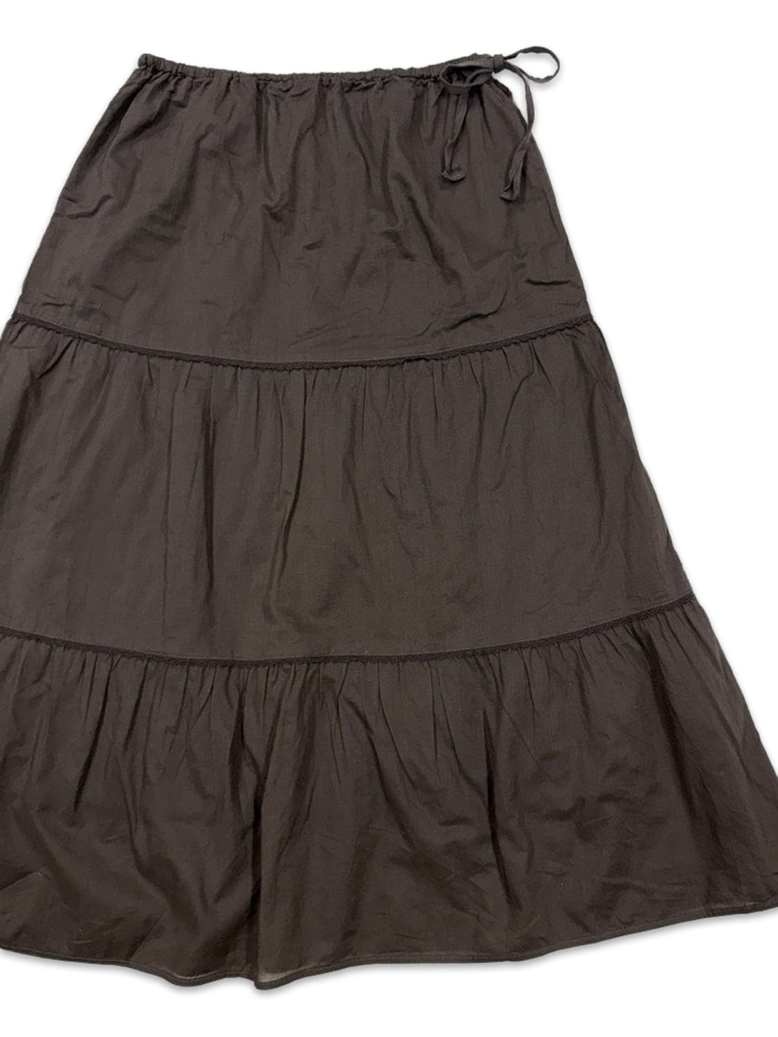 빈티지 Felissimo 브라운 레이스 리본 모리 롱 스커트 상품이미지2