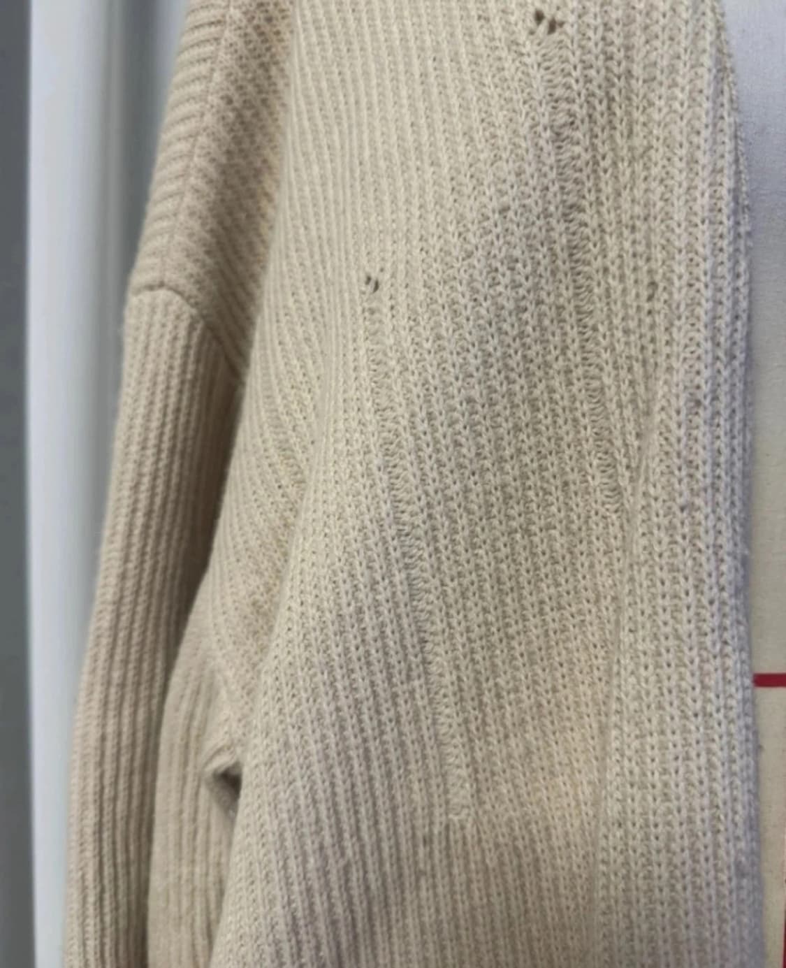 국내디자이너 브랜드 쟈니해잇재즈 베이지 디스트로이드 오버사이즈 가디건 상품이미지3