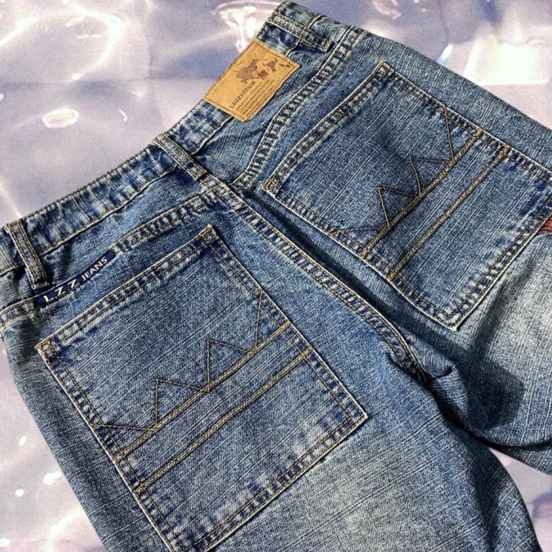 90s y2k 리우지준 빈티지 자수 부츠컷 와이드 데님 팬츠 28   상품이미지8