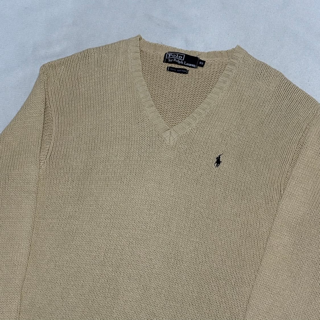 95 폴로랄프로렌 오트밀 브이넥 코튼 니트 상품이미지1
