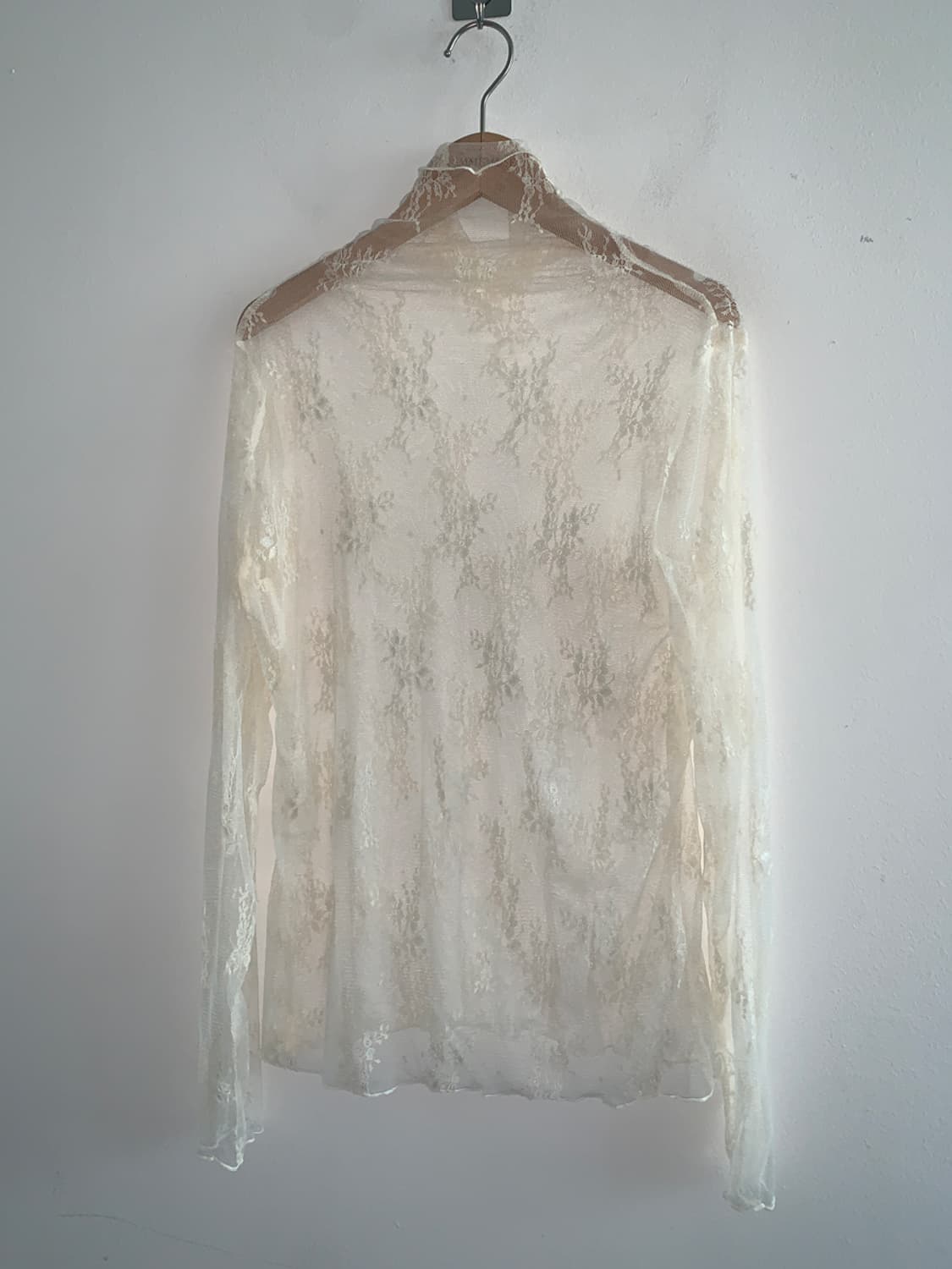 Lace high neck see through blouse t 상품이미지2