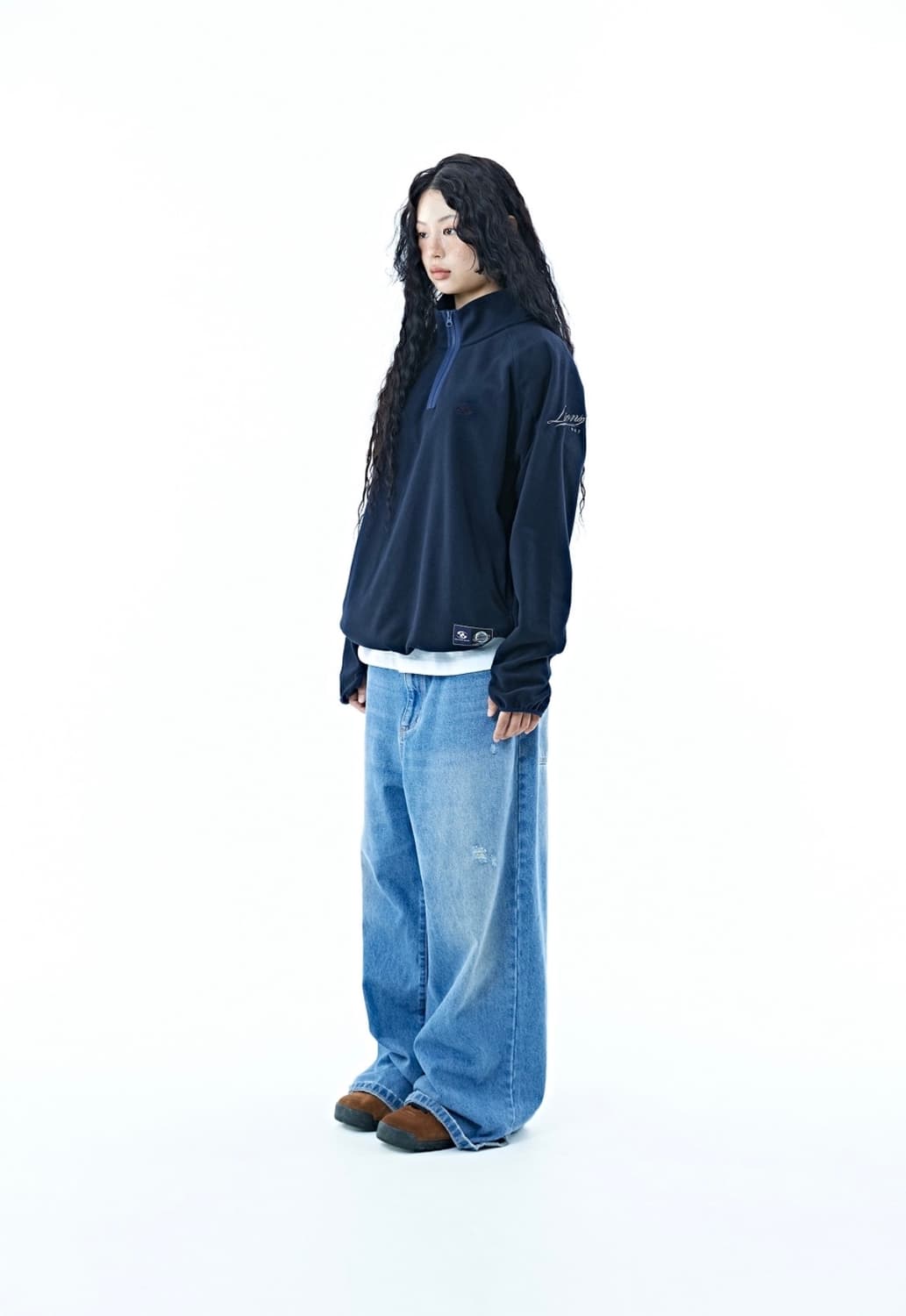 (L) 새상품 산산기어 삼성라이온즈 하프집업 플리스 네이비 상품이미지5