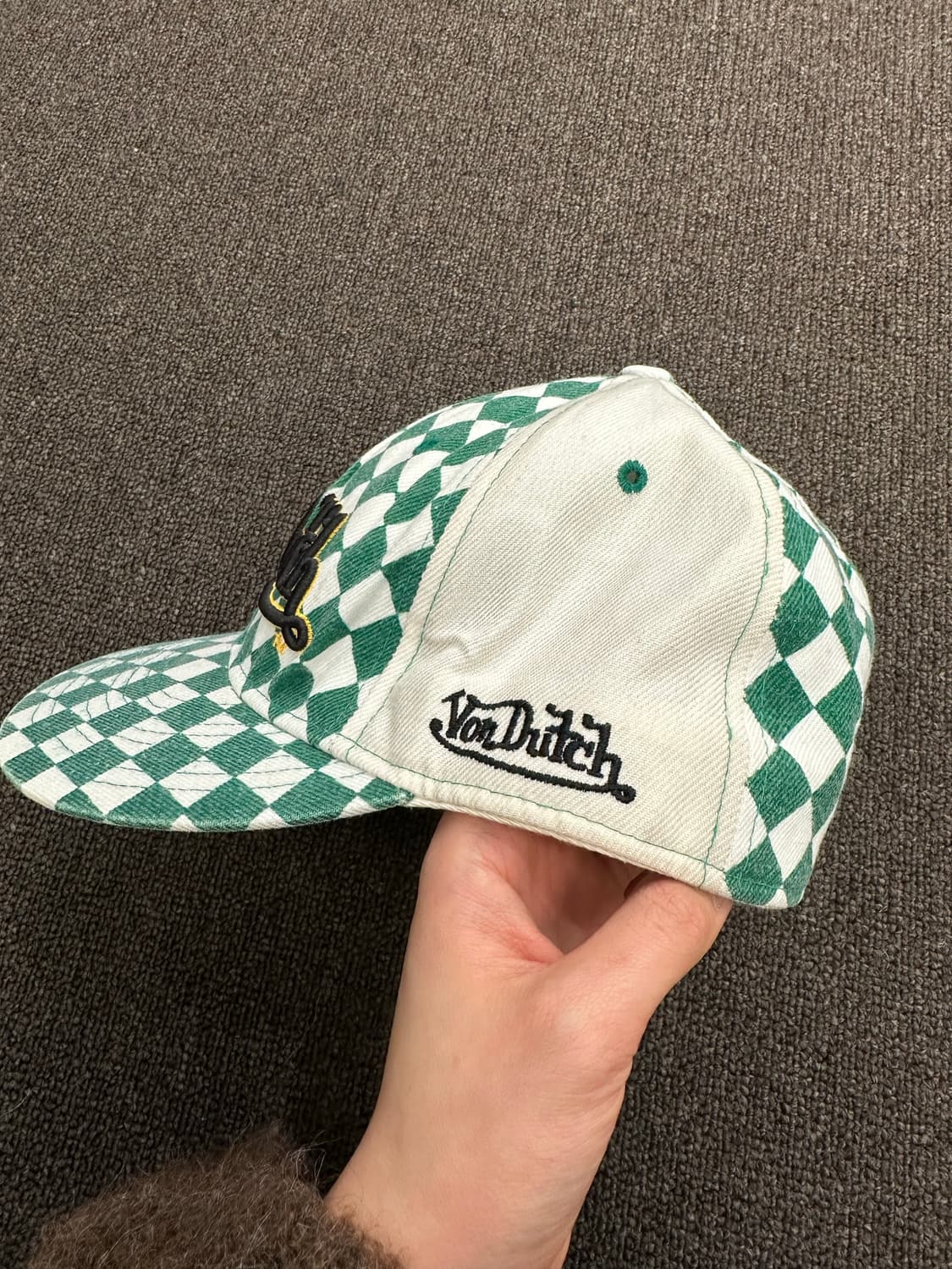 본더치 빈티지 그린 체커보드 스냅백 상품이미지3