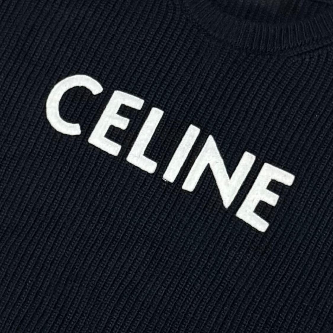 [오버핏 M/새상품급] 셀린느 로고 리브드 울 니트 블랙 스웨터 상품이미지3