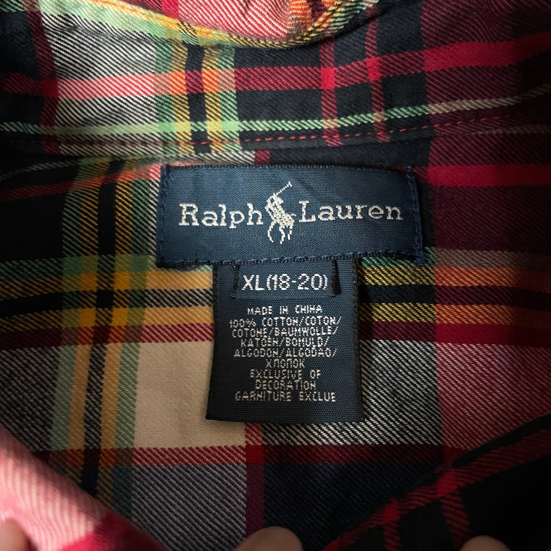 폴로랄프로렌 레드 그린 네이비 멀티 배색 체크 긴팔 셔츠 XL 상품이미지4