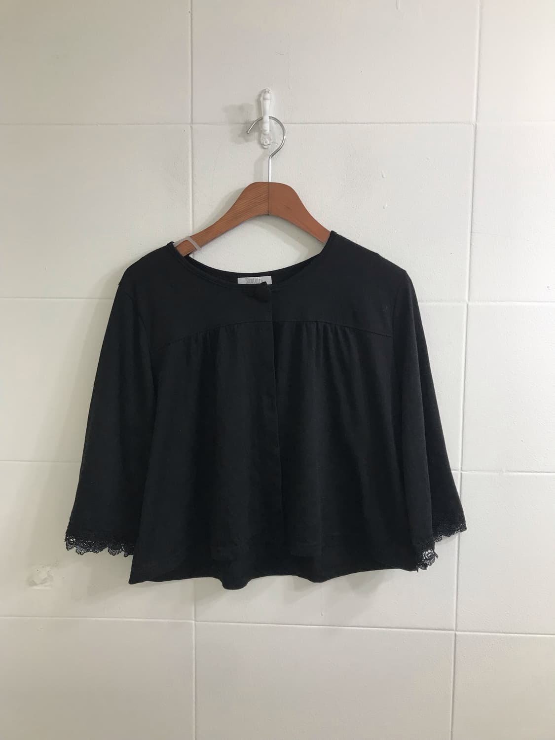 사와코 그레이 니혼진 하이넥 더블버튼 케이프 코디세트 상품이미지5