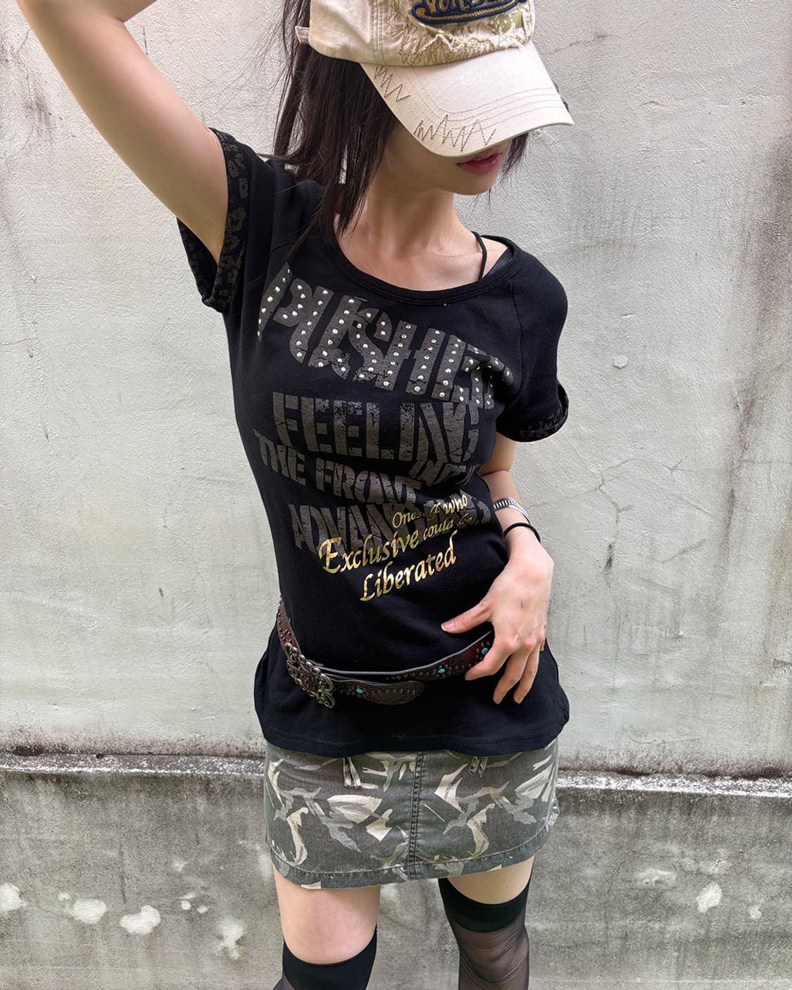 Y2K Rockstar Graphic Slim T-shirts 상품이미지1