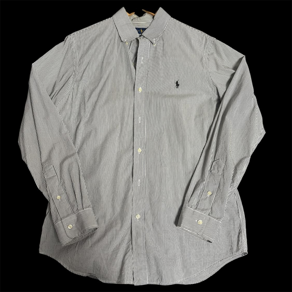 폴로 클래식 핏 스트라이프 셔츠 M 화이트/네이비 상품이미지2