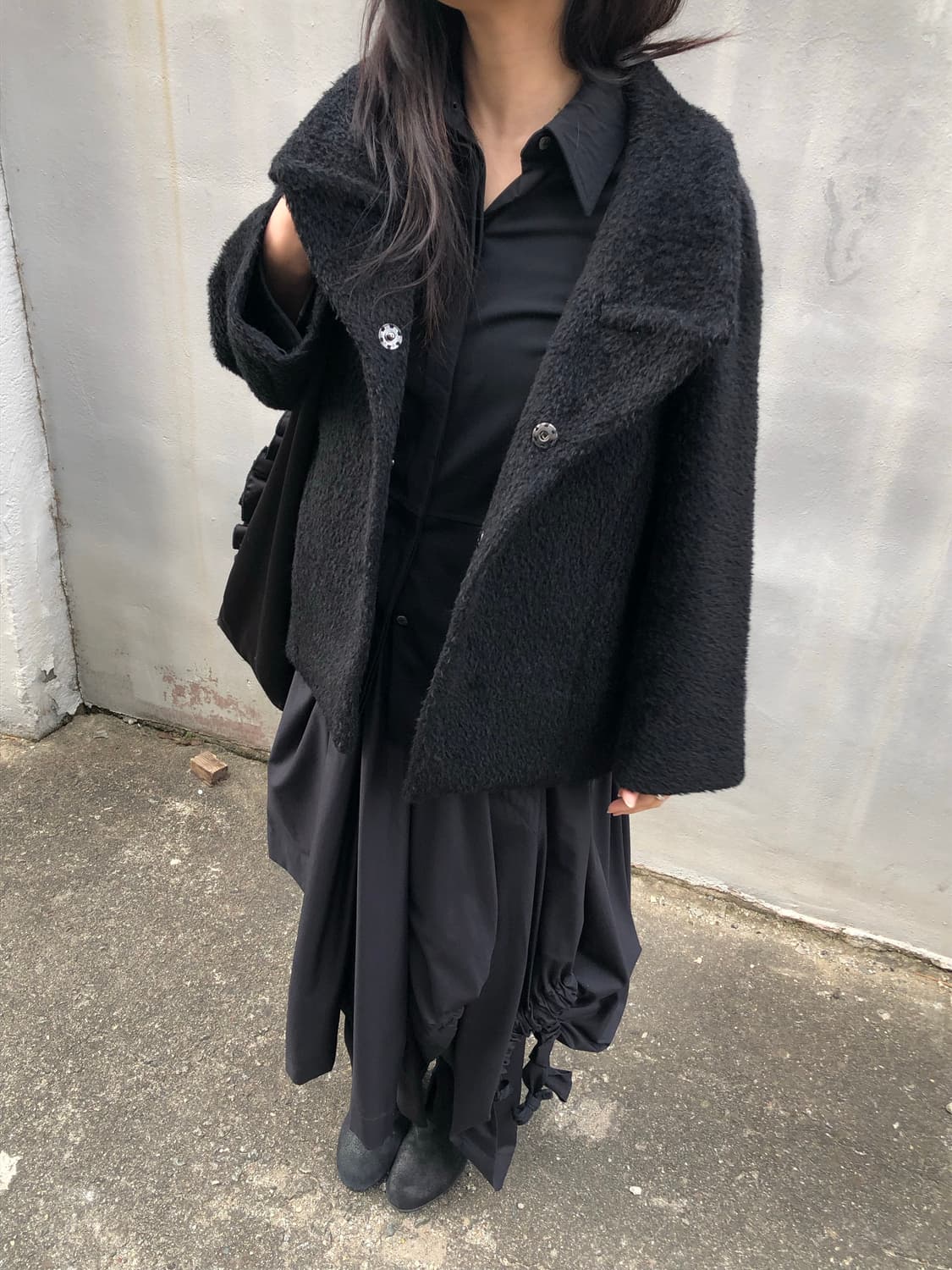 준야와타나베 알파카 울 하프 코트 상품이미지1