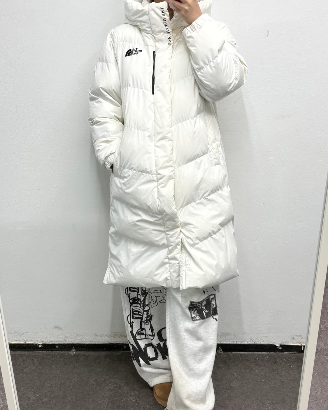 [L] 노스페이스 화이트 롱패딩 상품이미지1