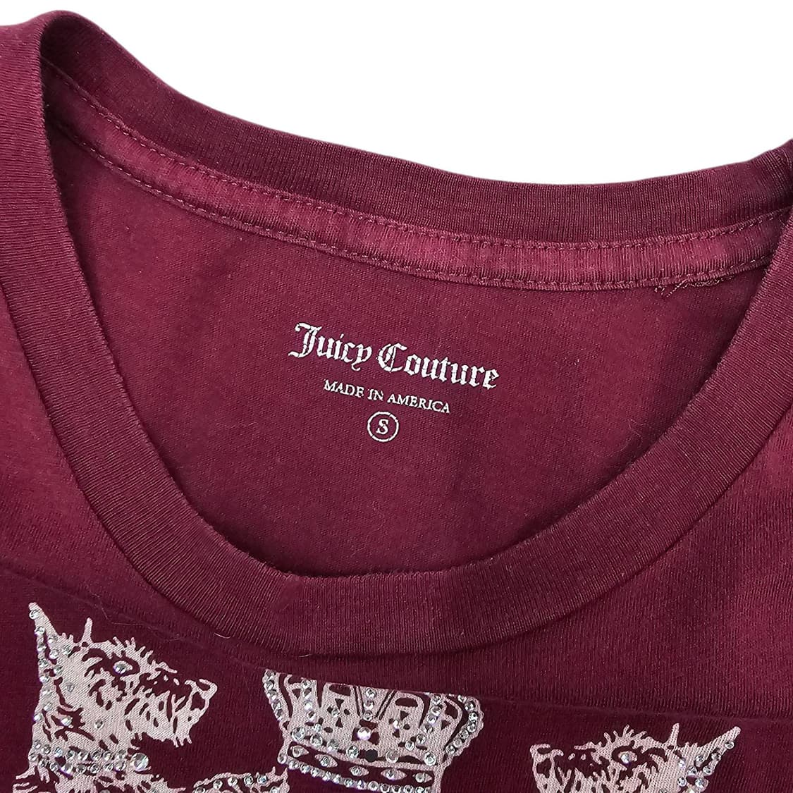 S Juicy Couture 00's 쥬시꾸뛰르 와인 반팔 티셔츠 상품이미지9