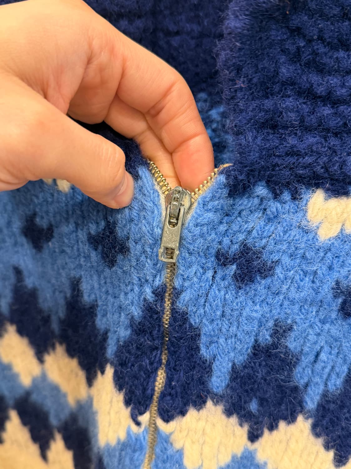 60-70s Vtg 빈티지 헤비울 노르딕 코위찬 니트 집업 상품이미지4