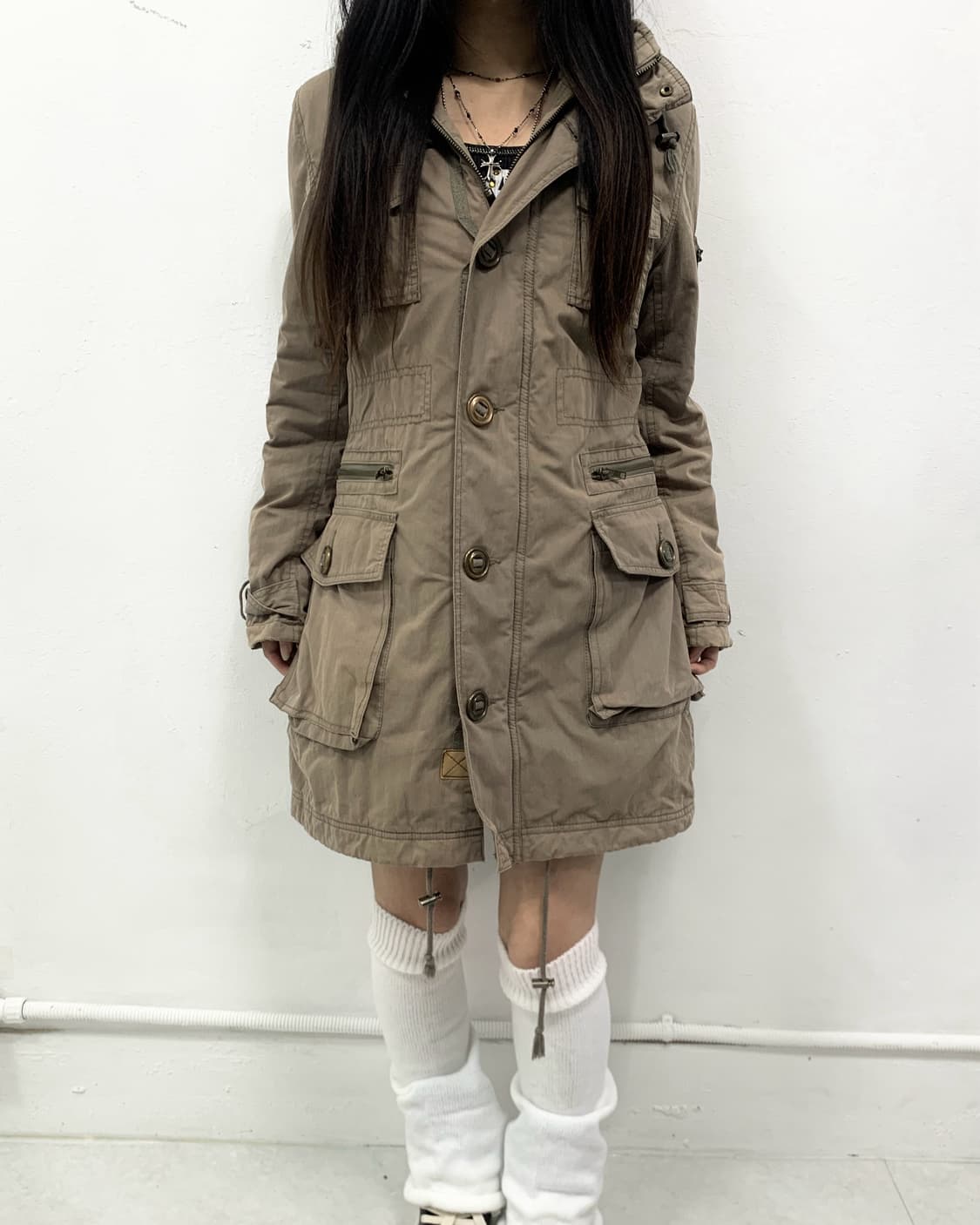 [LA SCENE] y2k 베이지 야상 후드 자켓 상품이미지2