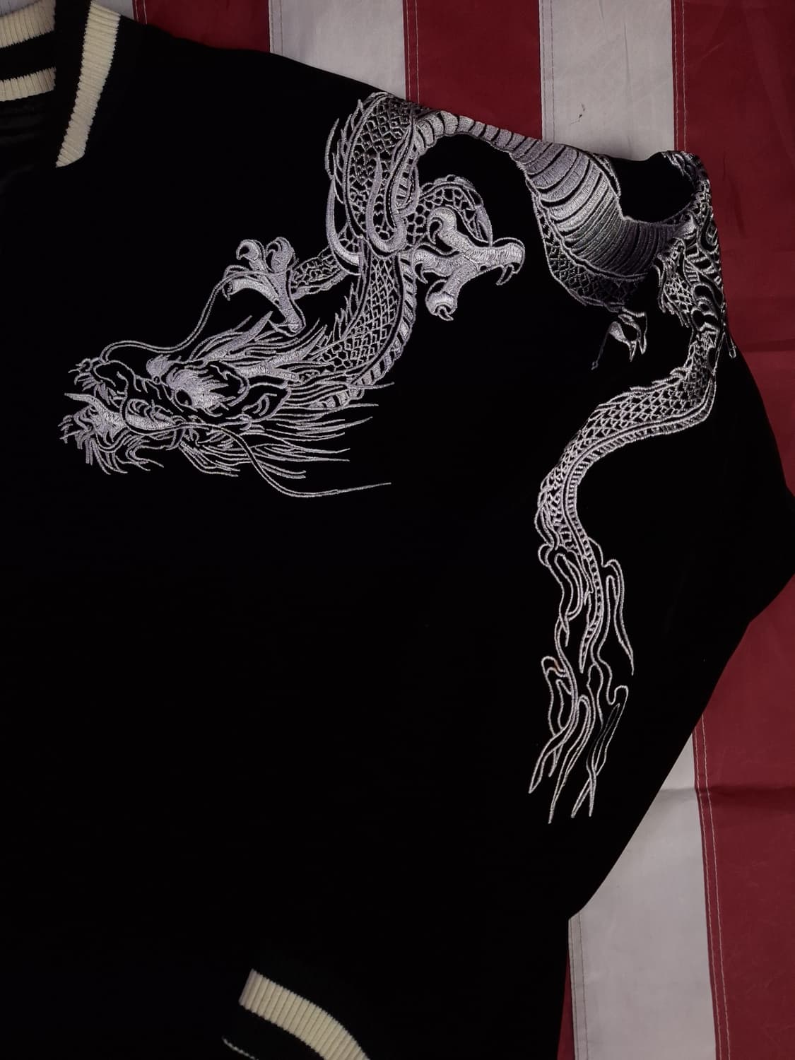 빈티지 벨벳 리버서블 잉어,용 자수 스카잔 상품이미지8