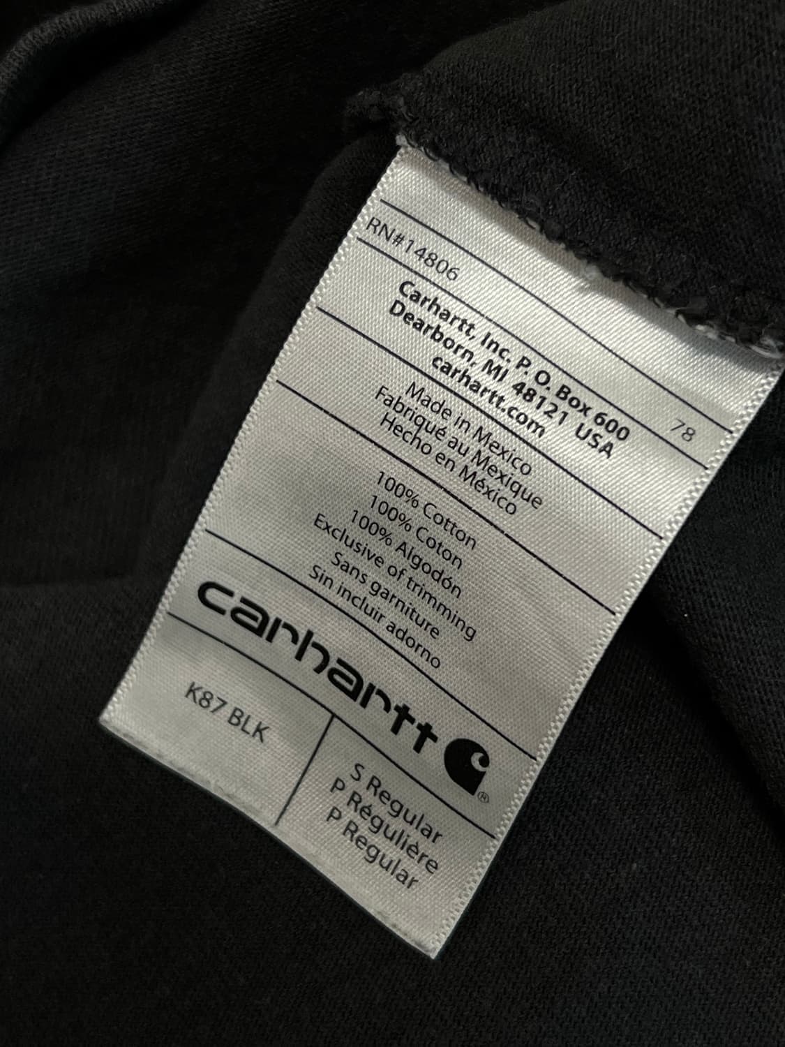 (S) 칼하트 오리지널핏 차콜 반팔 상품이미지4