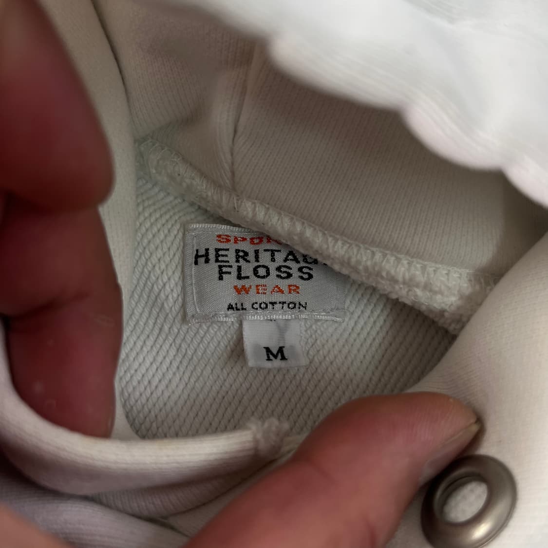 95 헤리티지플로스 코튼 화이트 후드티 상품이미지3