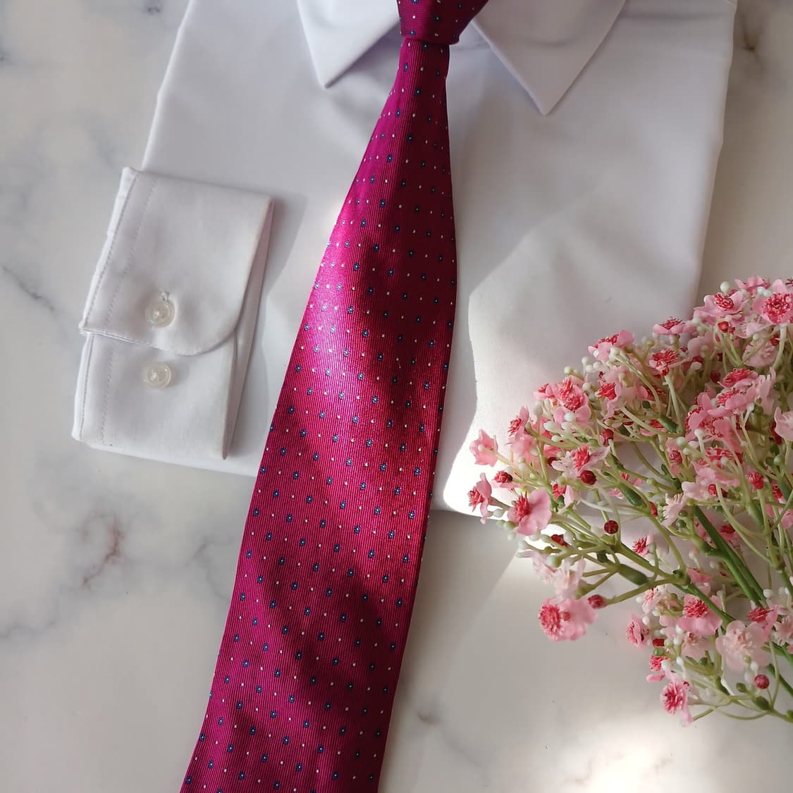 알테아 실크 핫핑크 마이크로 플라워 넥타이 8.7cm A등급 A19369 상품이미지7