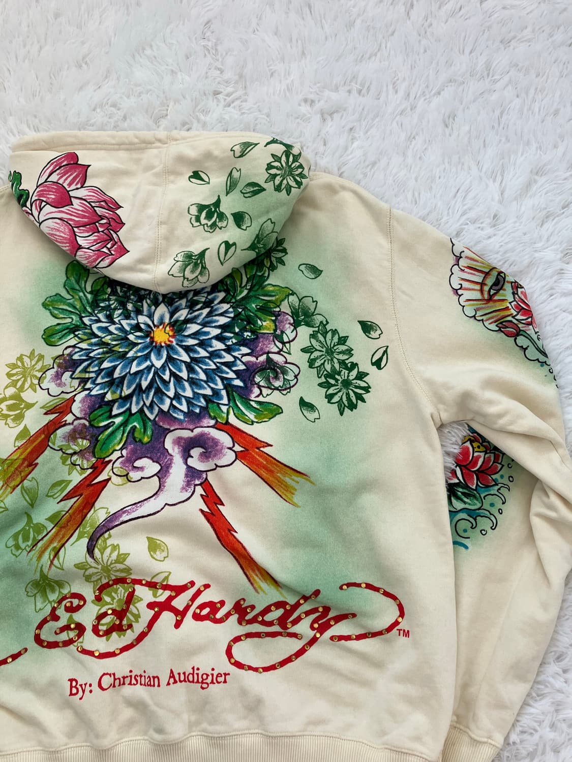 빈티지 에드하디 크림 레터링 레더 자켓 y2k 스트릿 갸루 펑키 일본빈티 상품이미지5