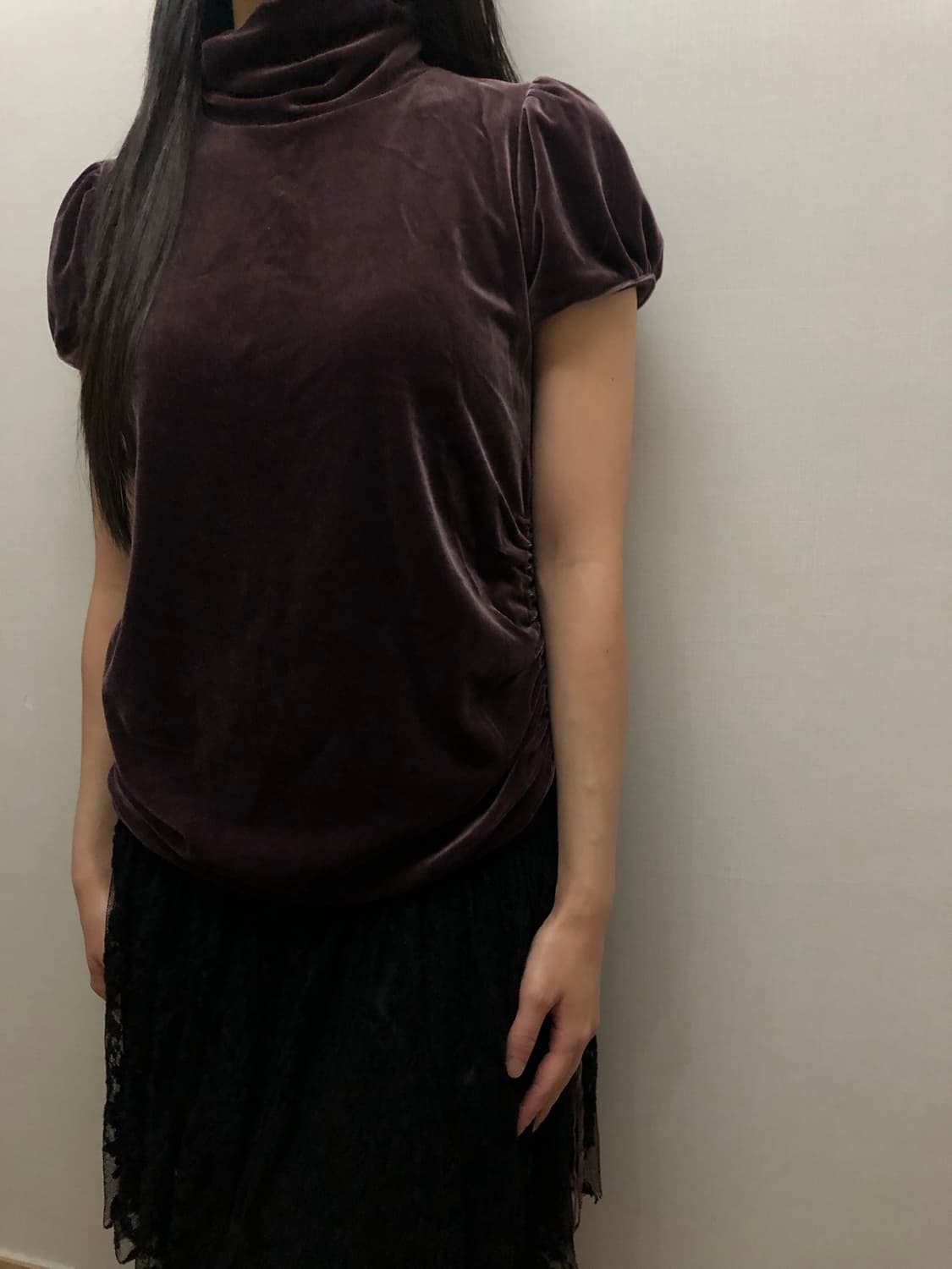 빈티지 바이올렛 셔링 벨벳 탑 상품이미지7