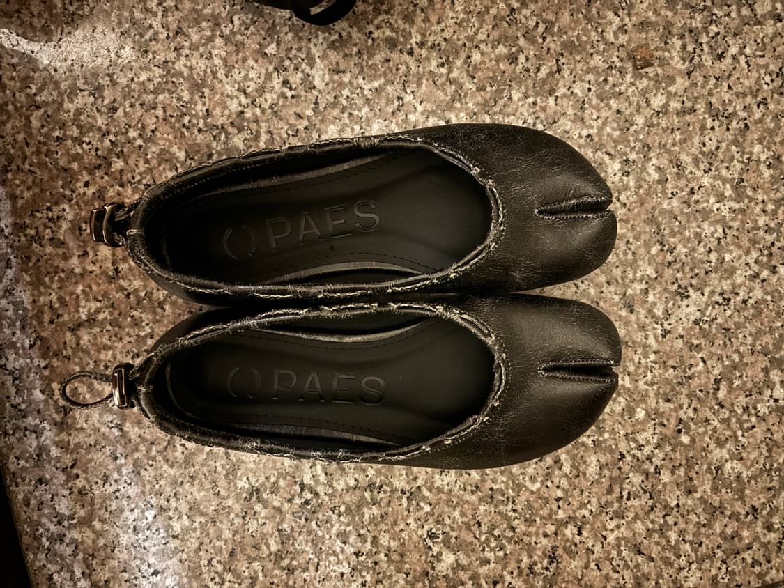 [페이즈] 레더 스트링 플랫 / 빈티지 블랙 상품이미지4